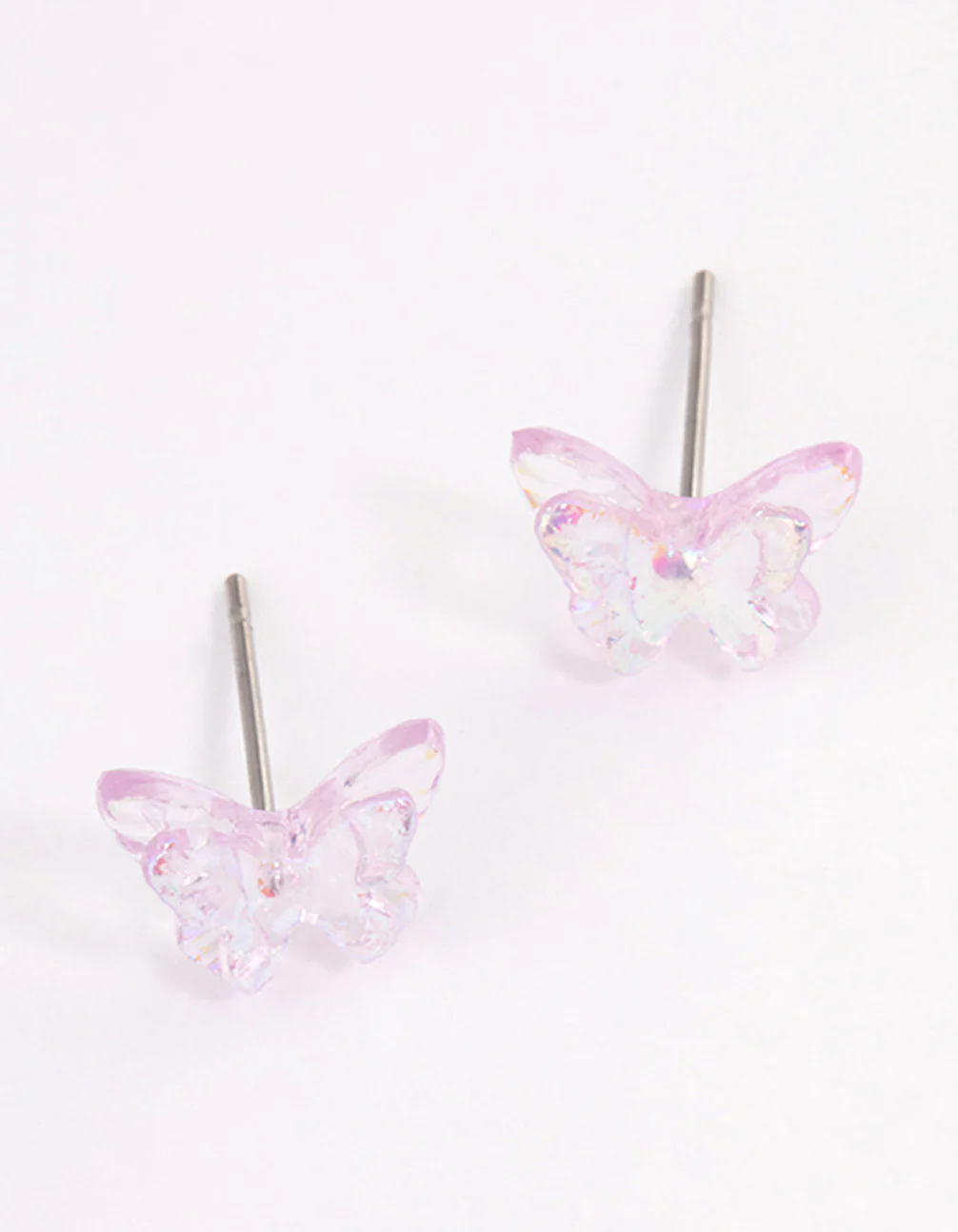 Acrylic Lilac Candy Butterfly Stud Earrings - Image 3