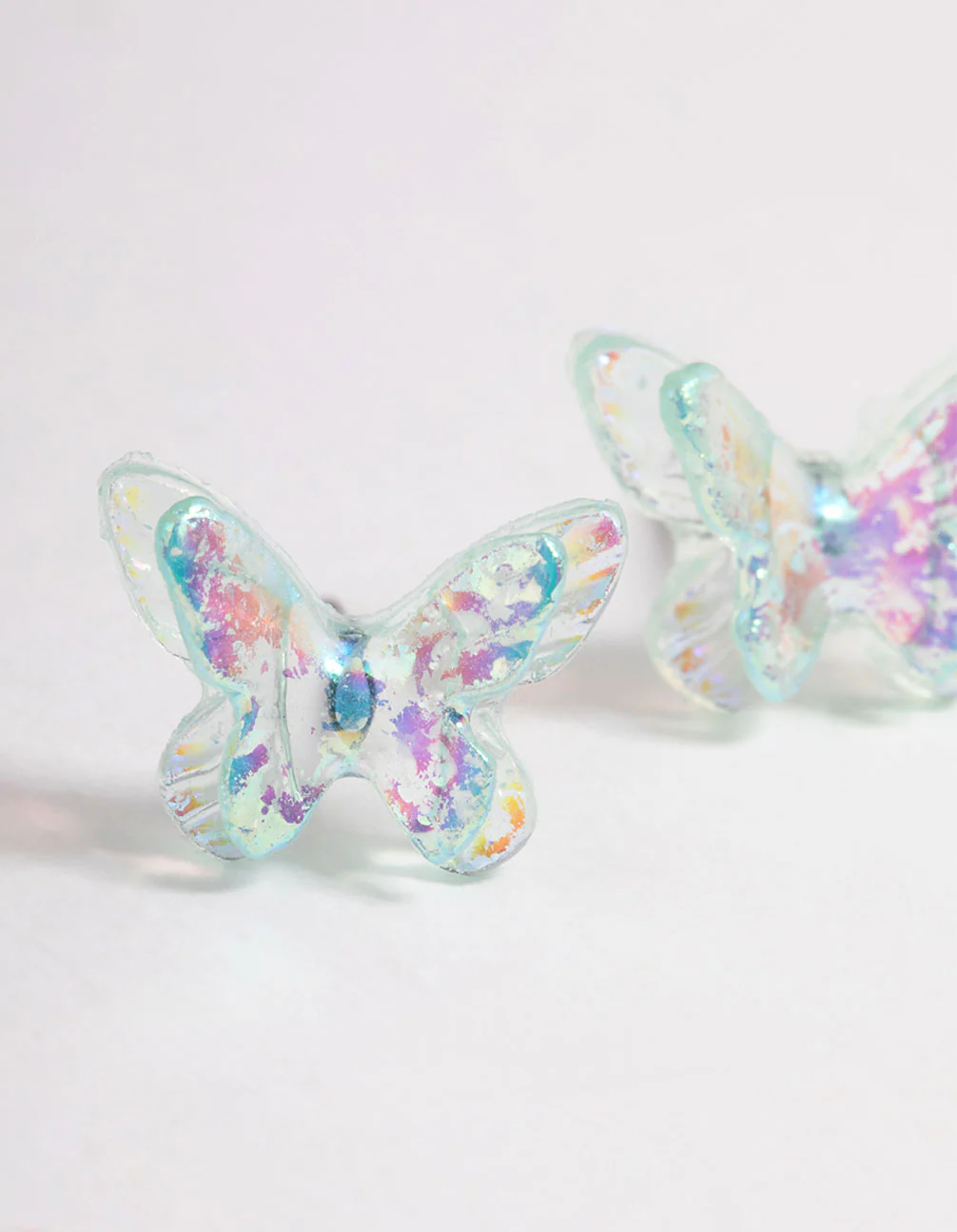 Acrylic Blue Candy Butterfly Stud Earrings - Image 2