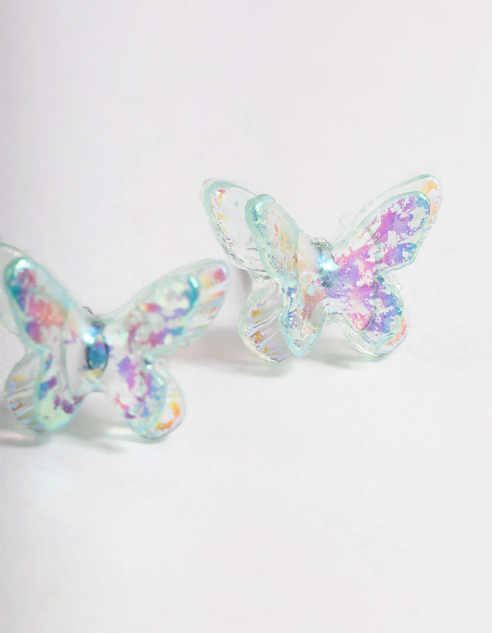 Acrylic Blue Candy Butterfly Stud Earrings - Image 3