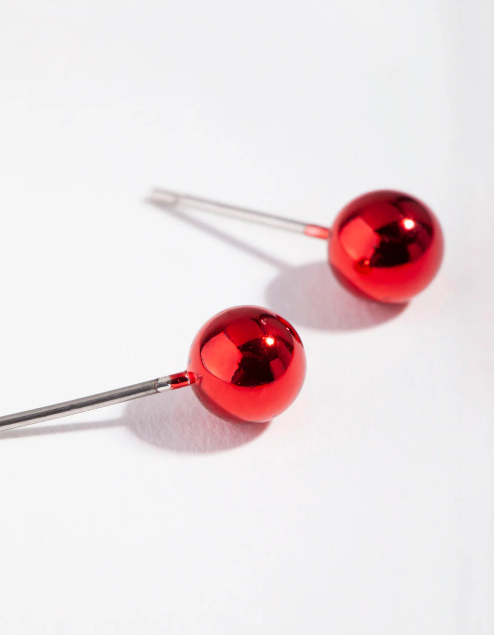 Acrylic Red Festive Ball Stud Earrings - Image 3