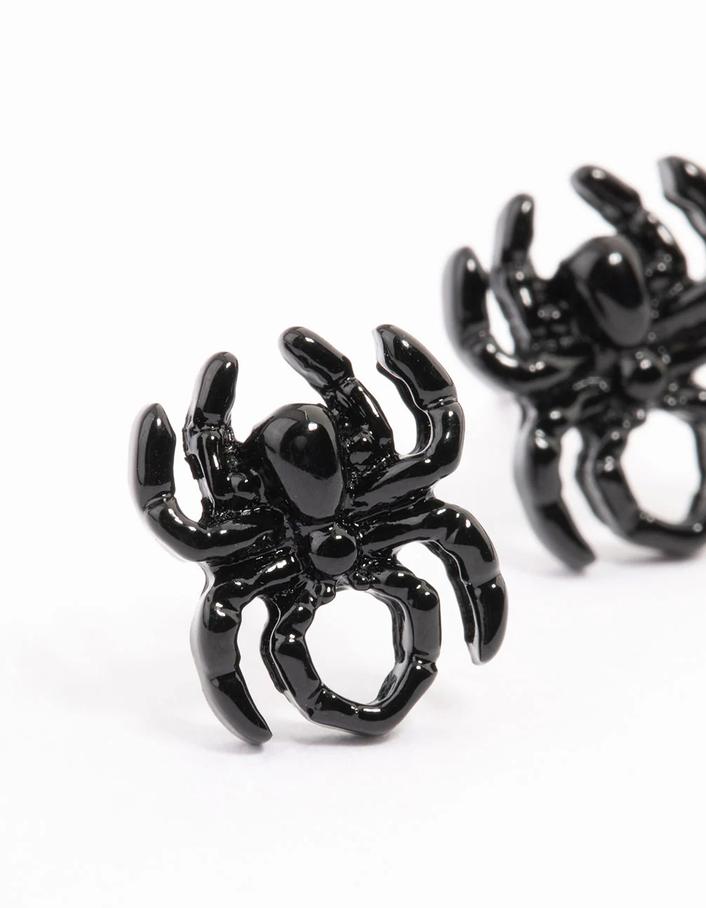 Black Small Spider Stud Earrings - Image 2