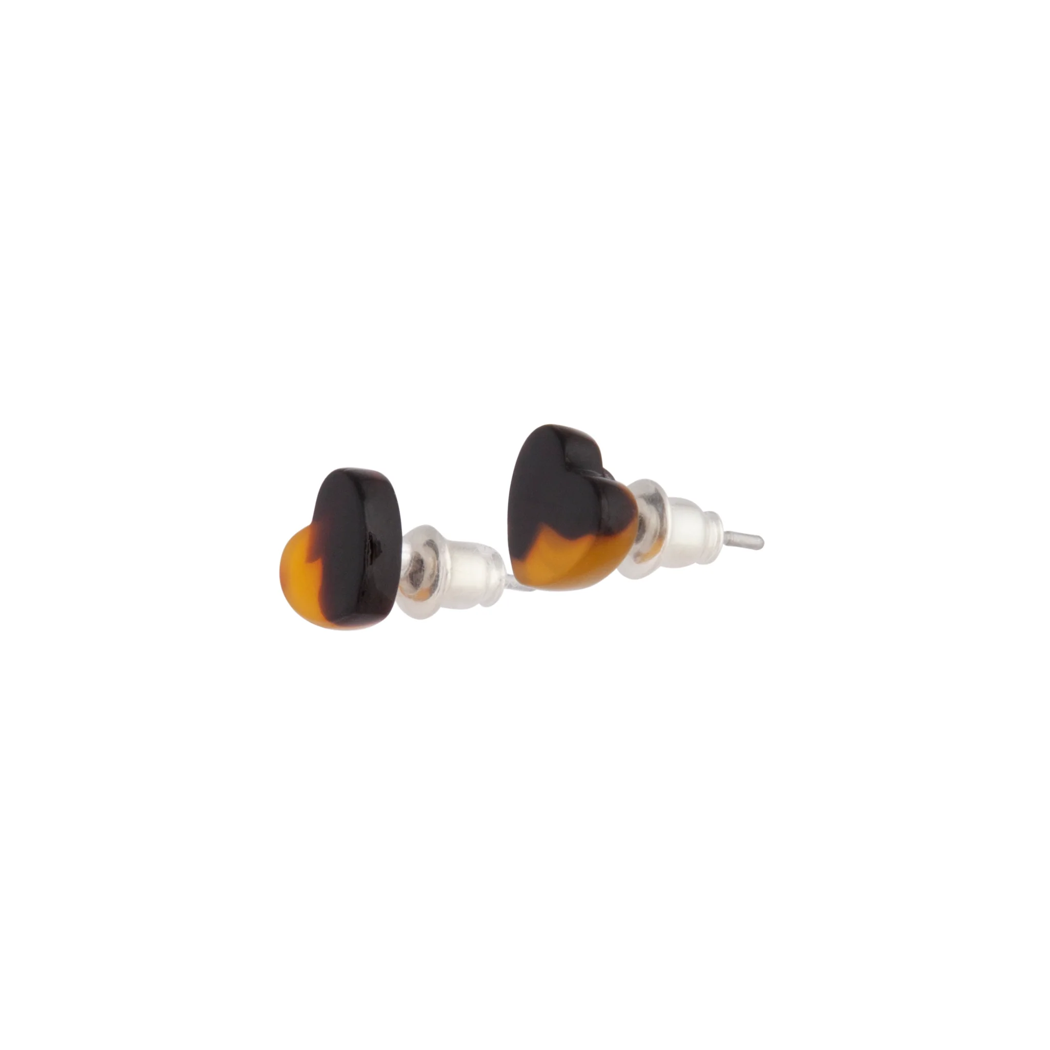 Acrylic Mini Heart Tortoiseshell Earrings - Image 2