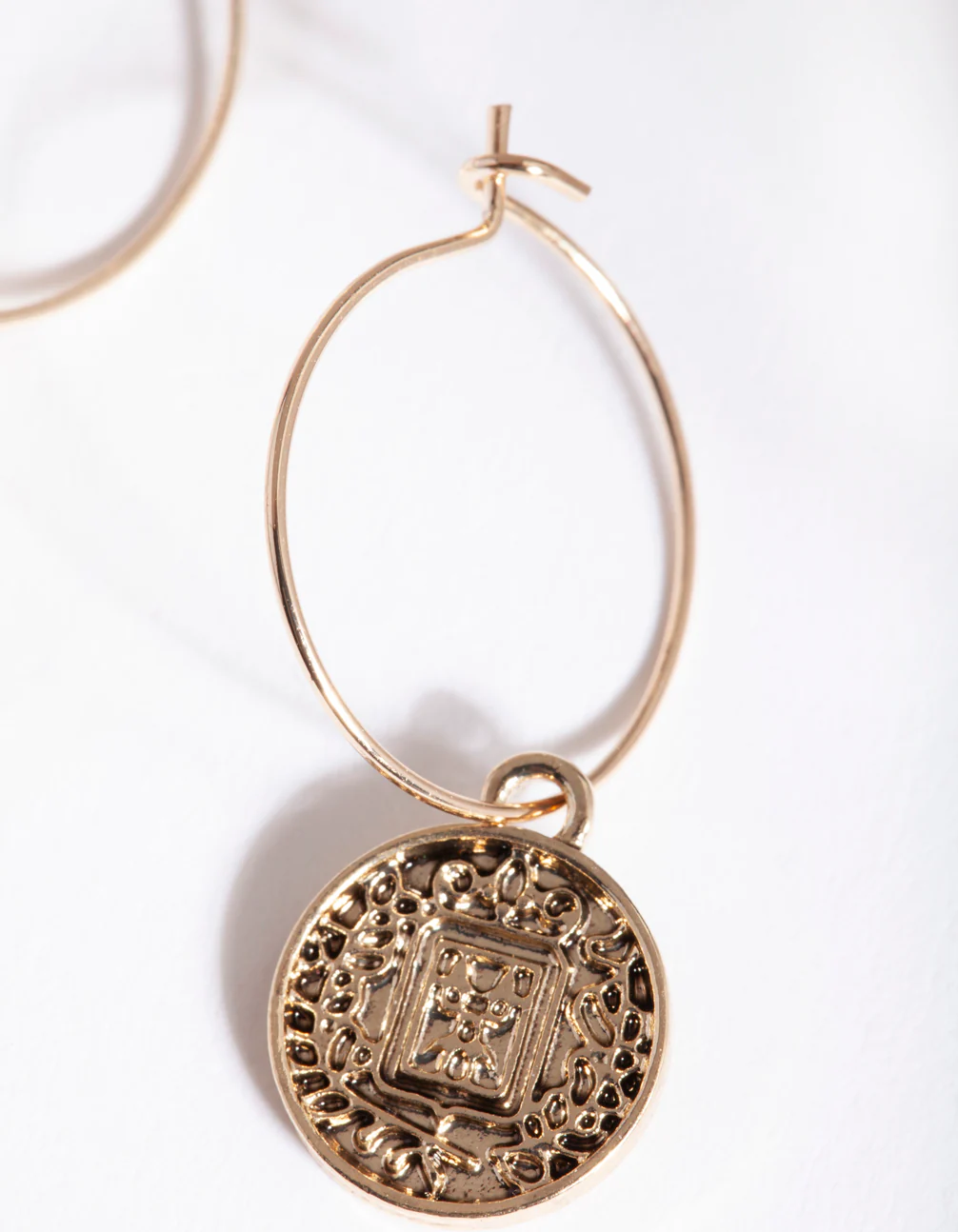 Antique Gold Bohemian Disc Hoop Earrings - Image 2