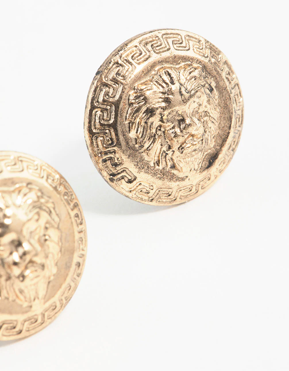 Antique Gold Lion Stud Earrings - Image 3