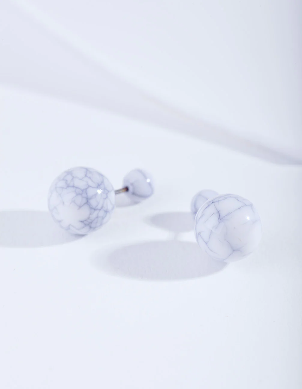 White Cracked Ball Earrings - Image 3