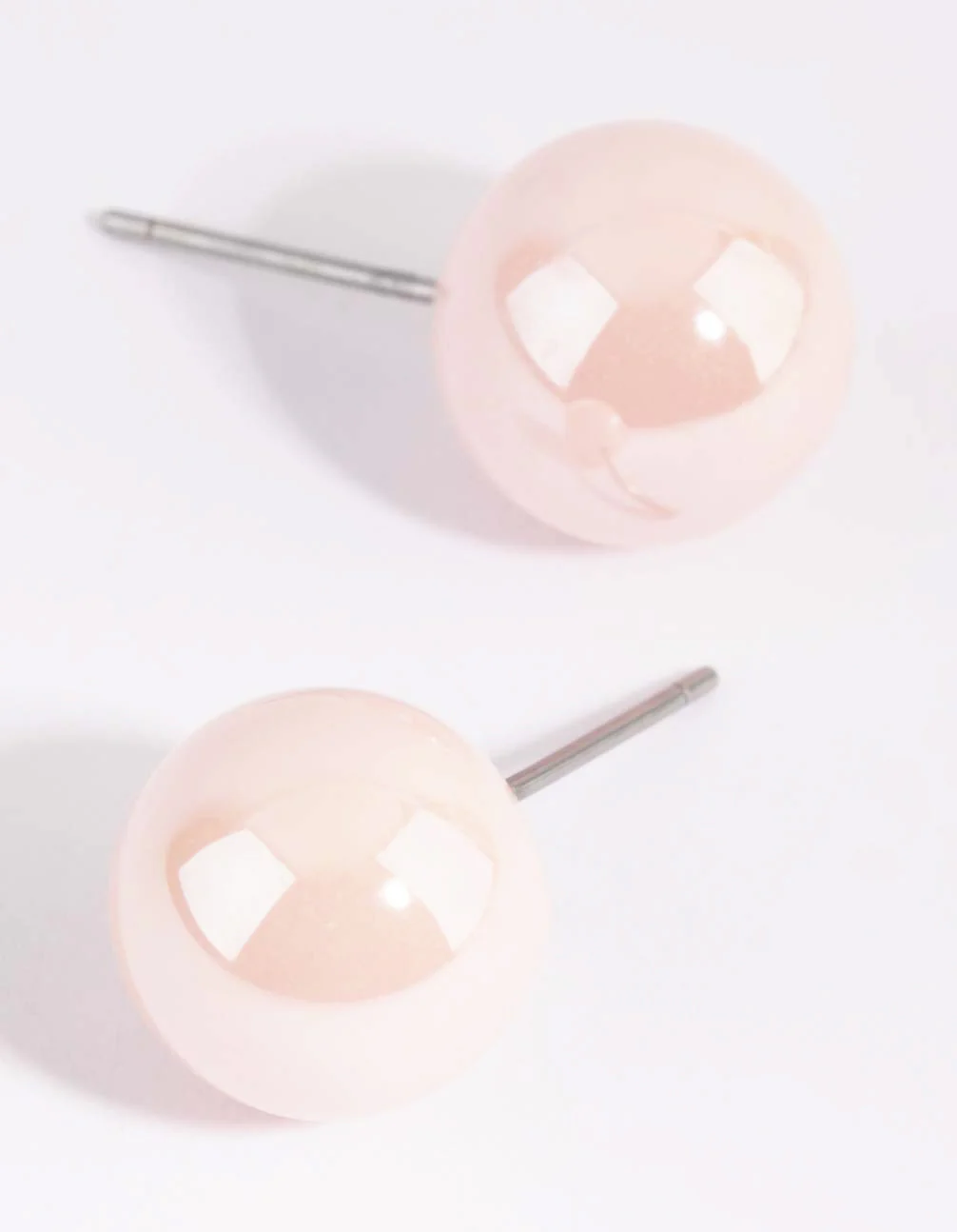 Matte Pink Ball Stud Earrings - Image 2