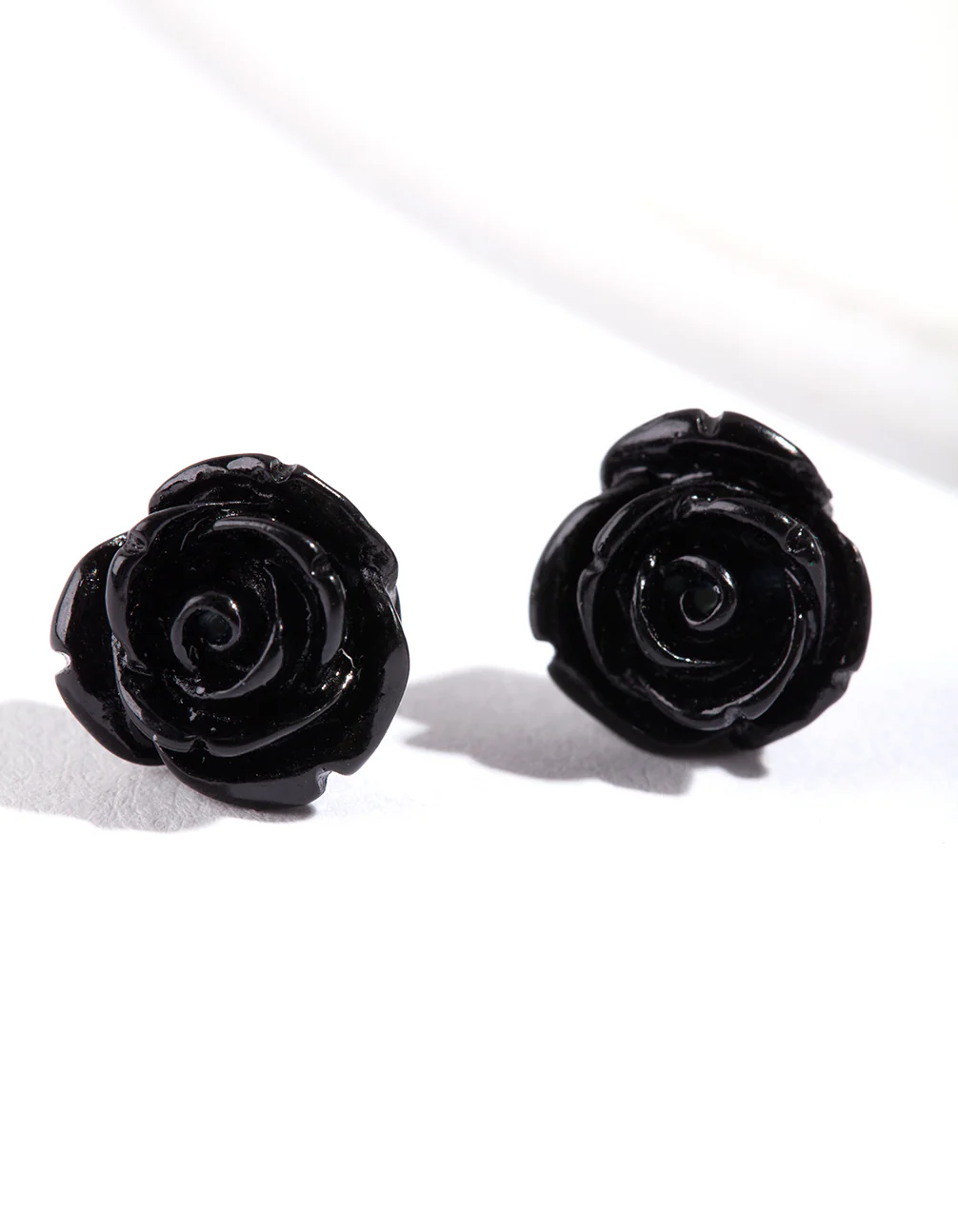 Black Rose Stud Earrings - Image 2