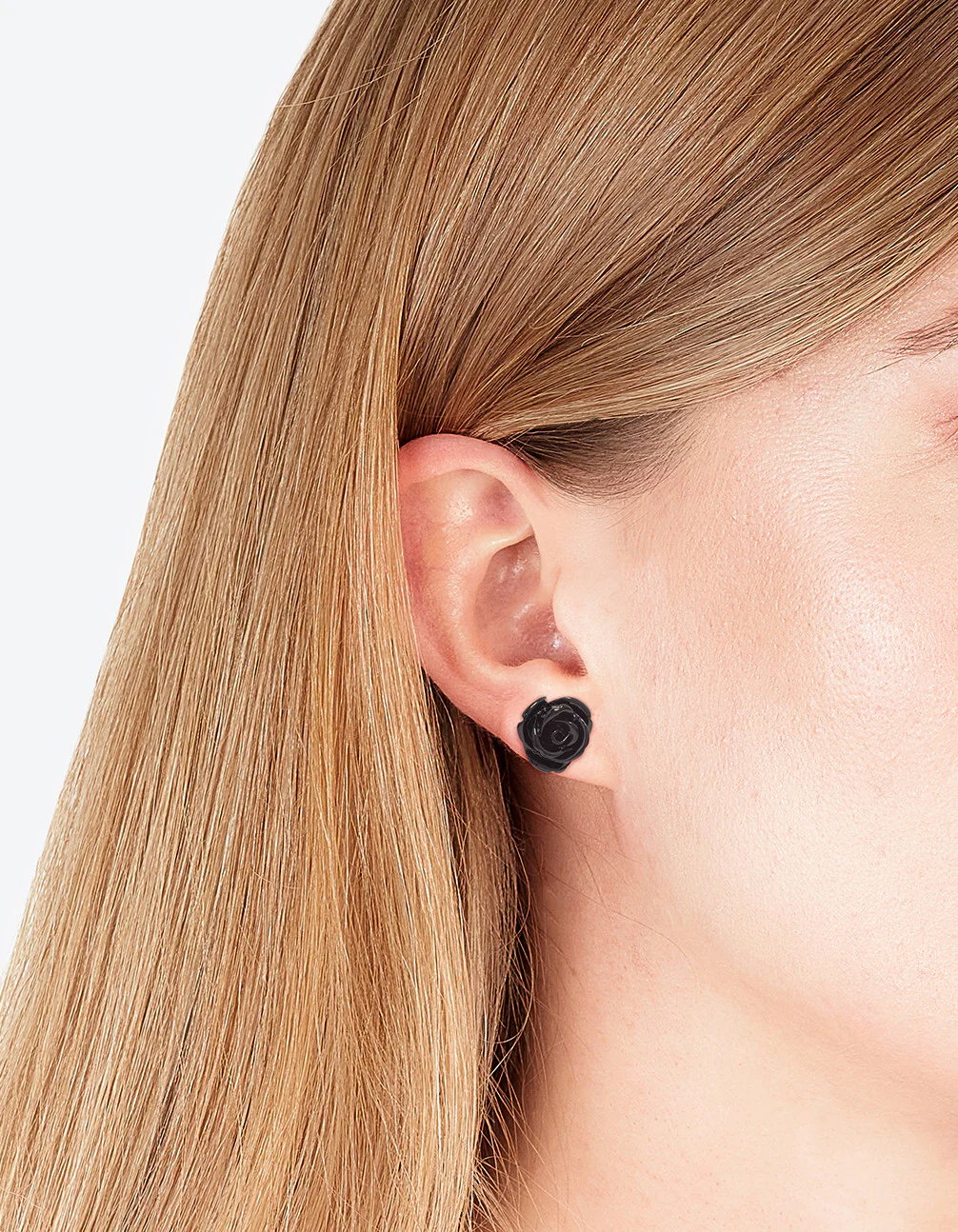 Black Rose Stud Earrings - Image 3