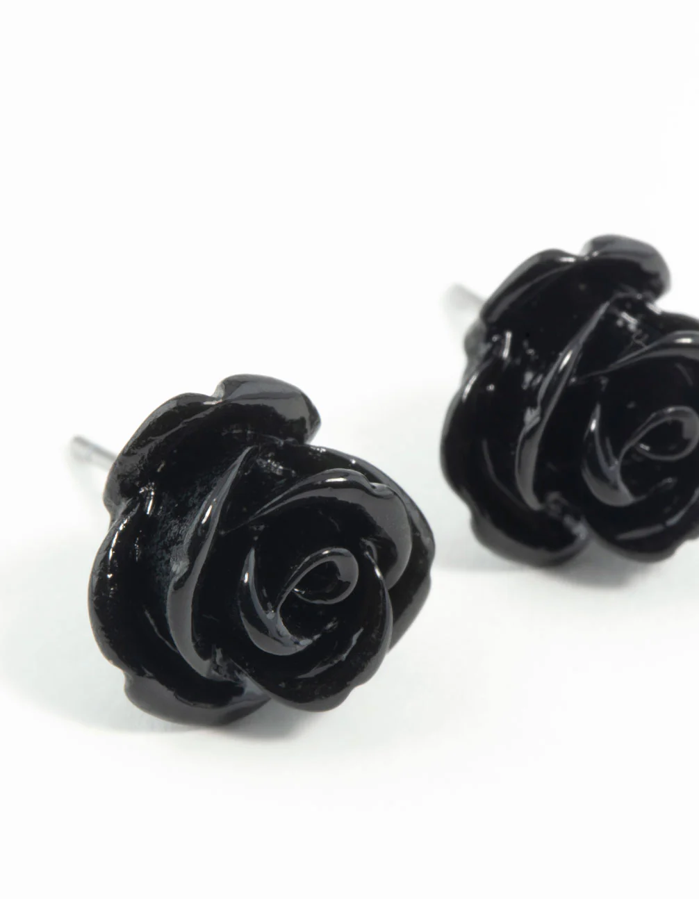 Black Rose Stud Earrings - Image 4