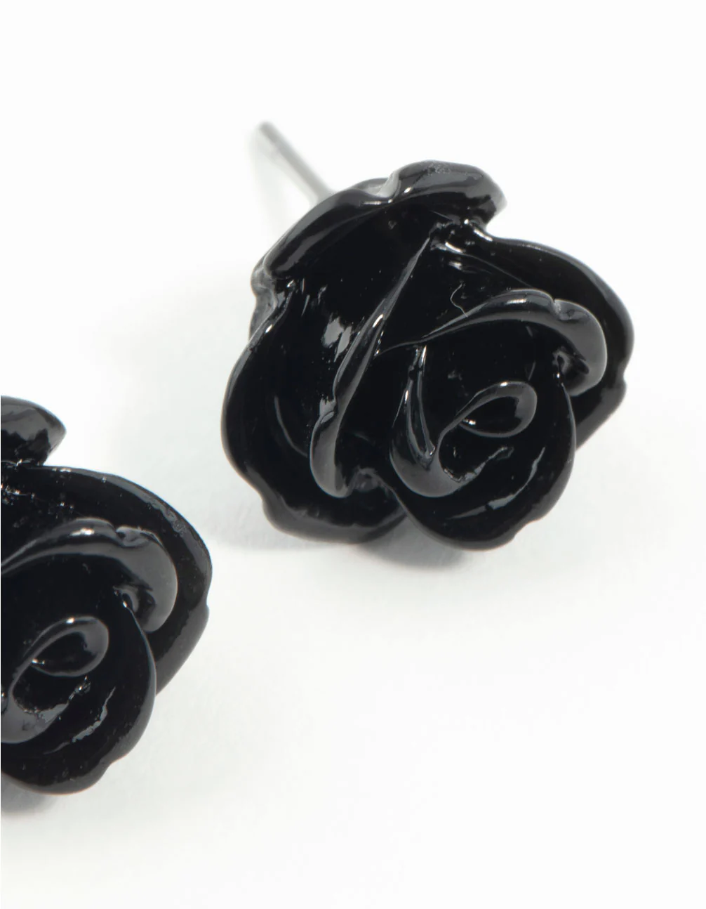 Black Rose Stud Earrings - Image 5
