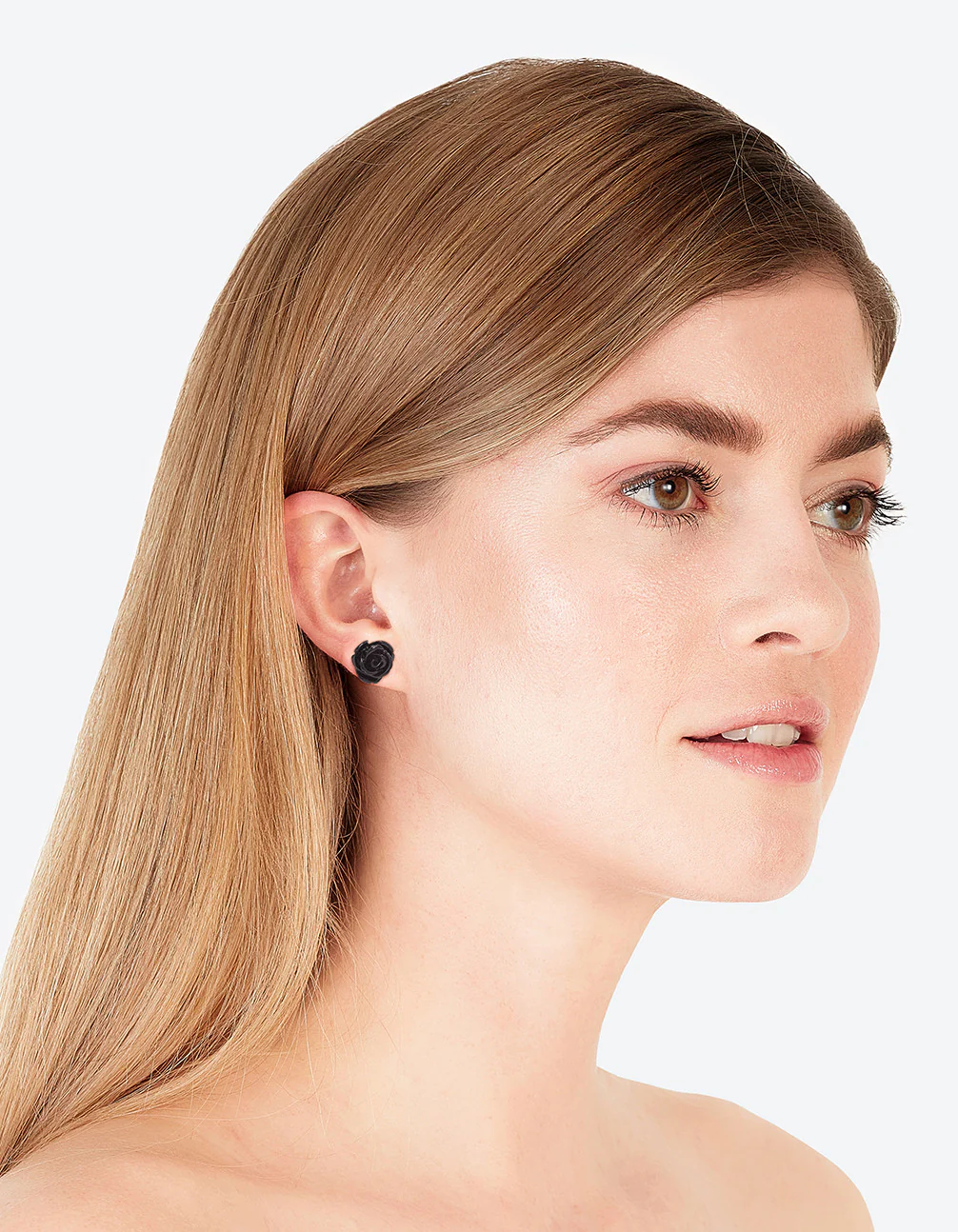 Black Rose Stud Earrings - Image 6