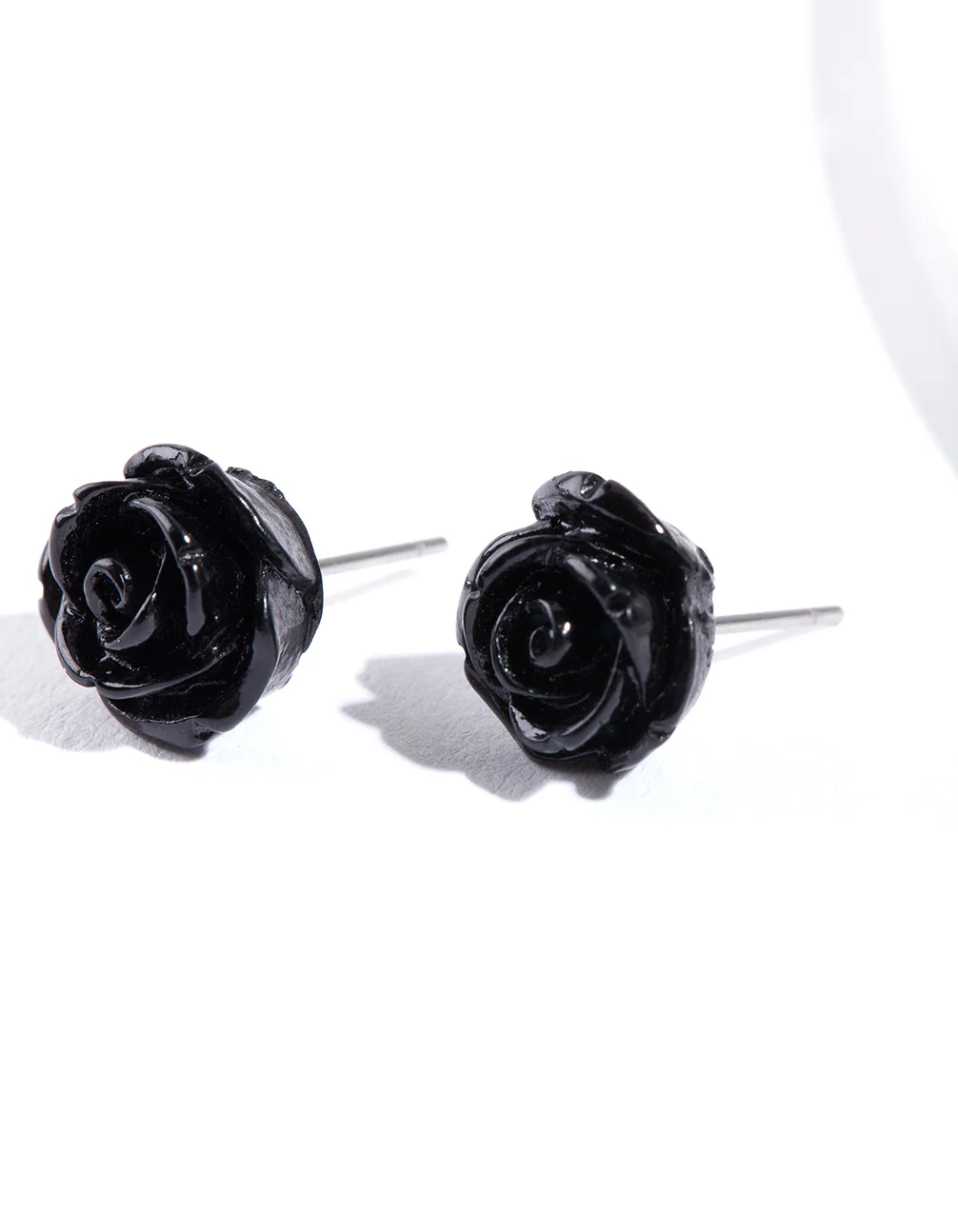 Black Rose Stud Earrings - Image 7