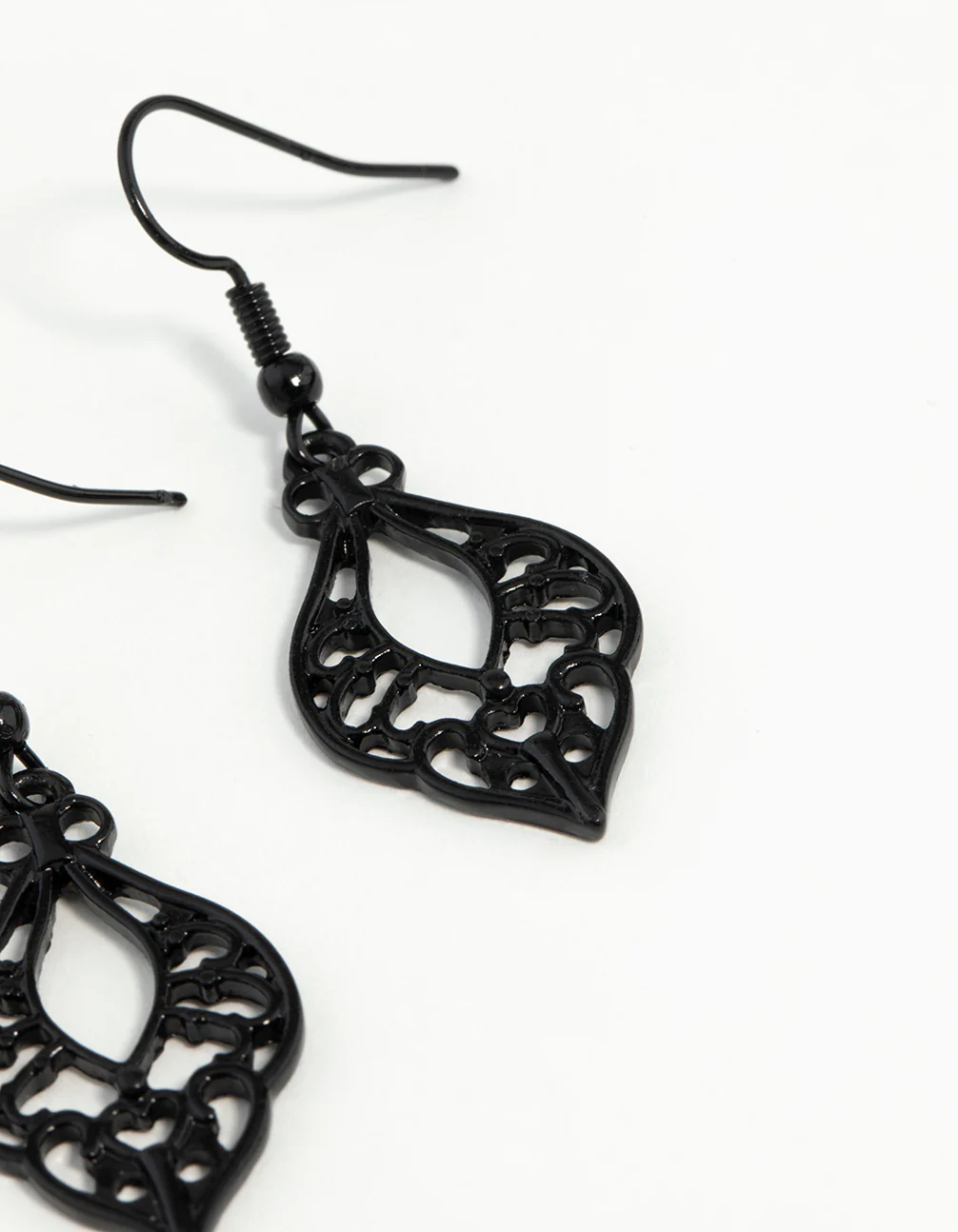 Black Cutout Bohemian Drop Earrings - Image 12