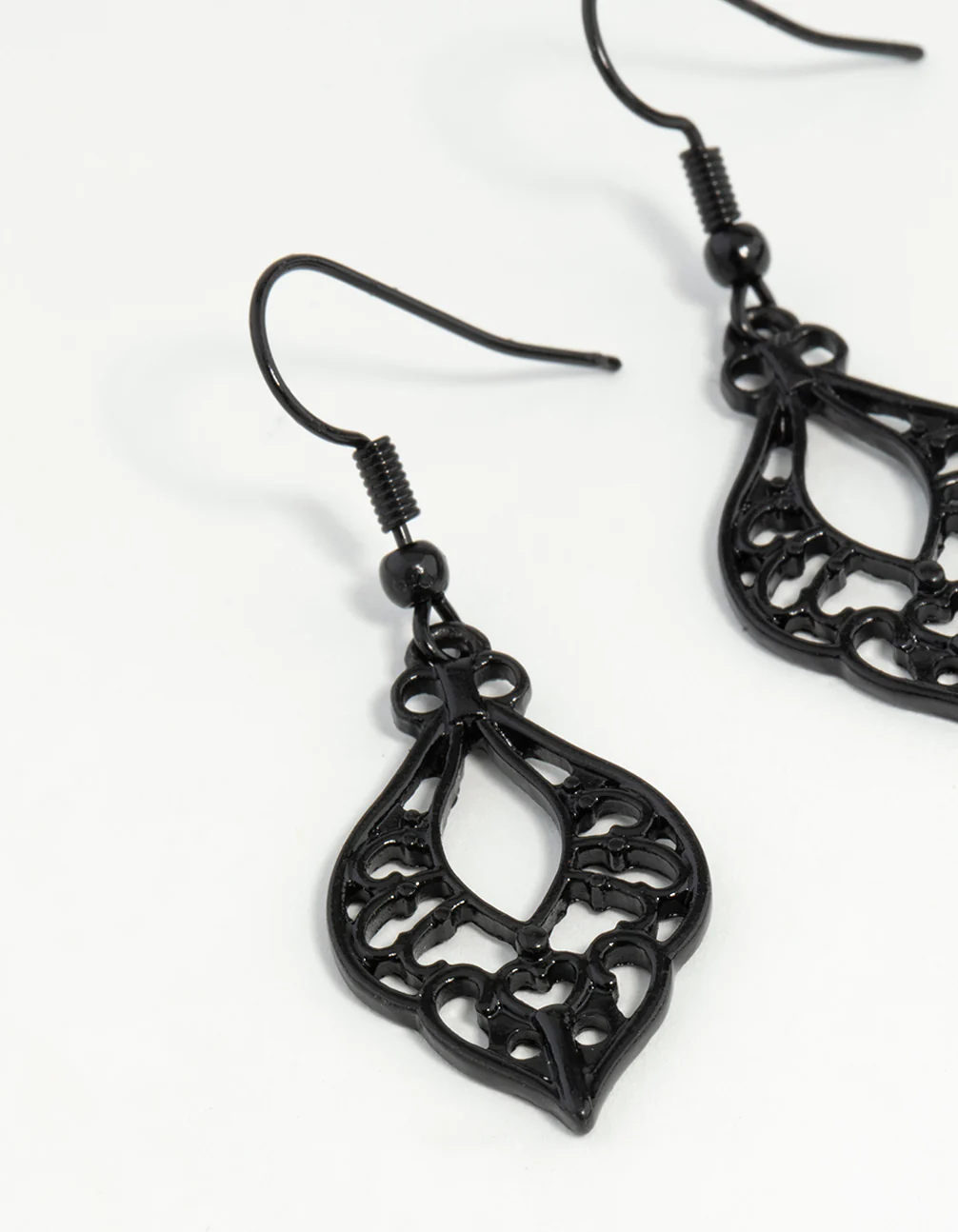 Black Cutout Bohemian Drop Earrings - Image 15