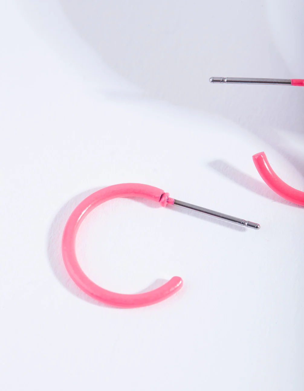 Neon Pink Hoop Earrings - Image 2