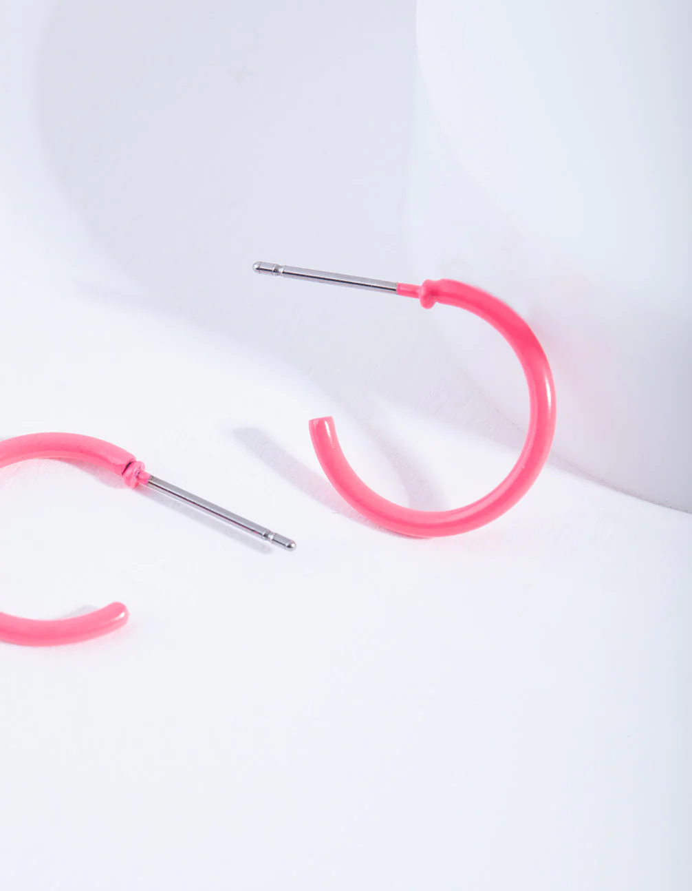 Neon Pink Hoop Earrings - Image 3