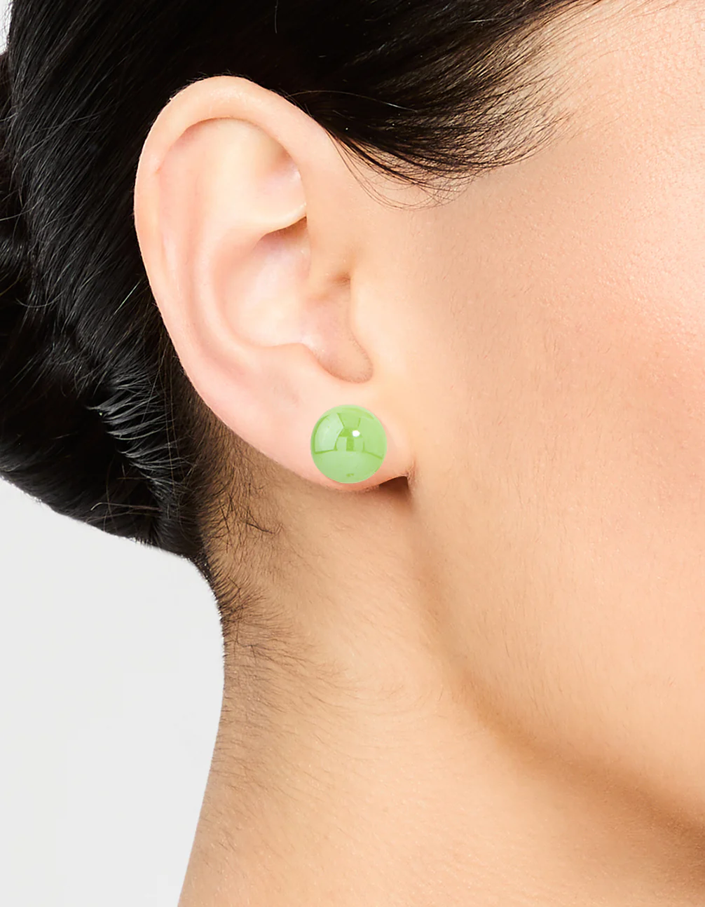 Green Shiny Ball Stud Earrings - Image 2
