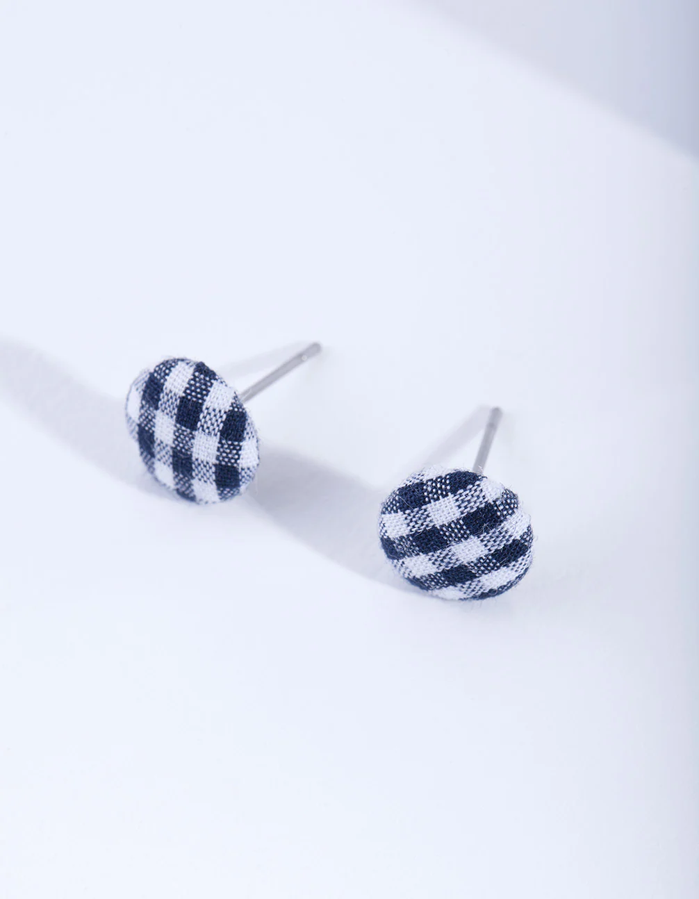 Gingham Button Stud Earrings - Image 2