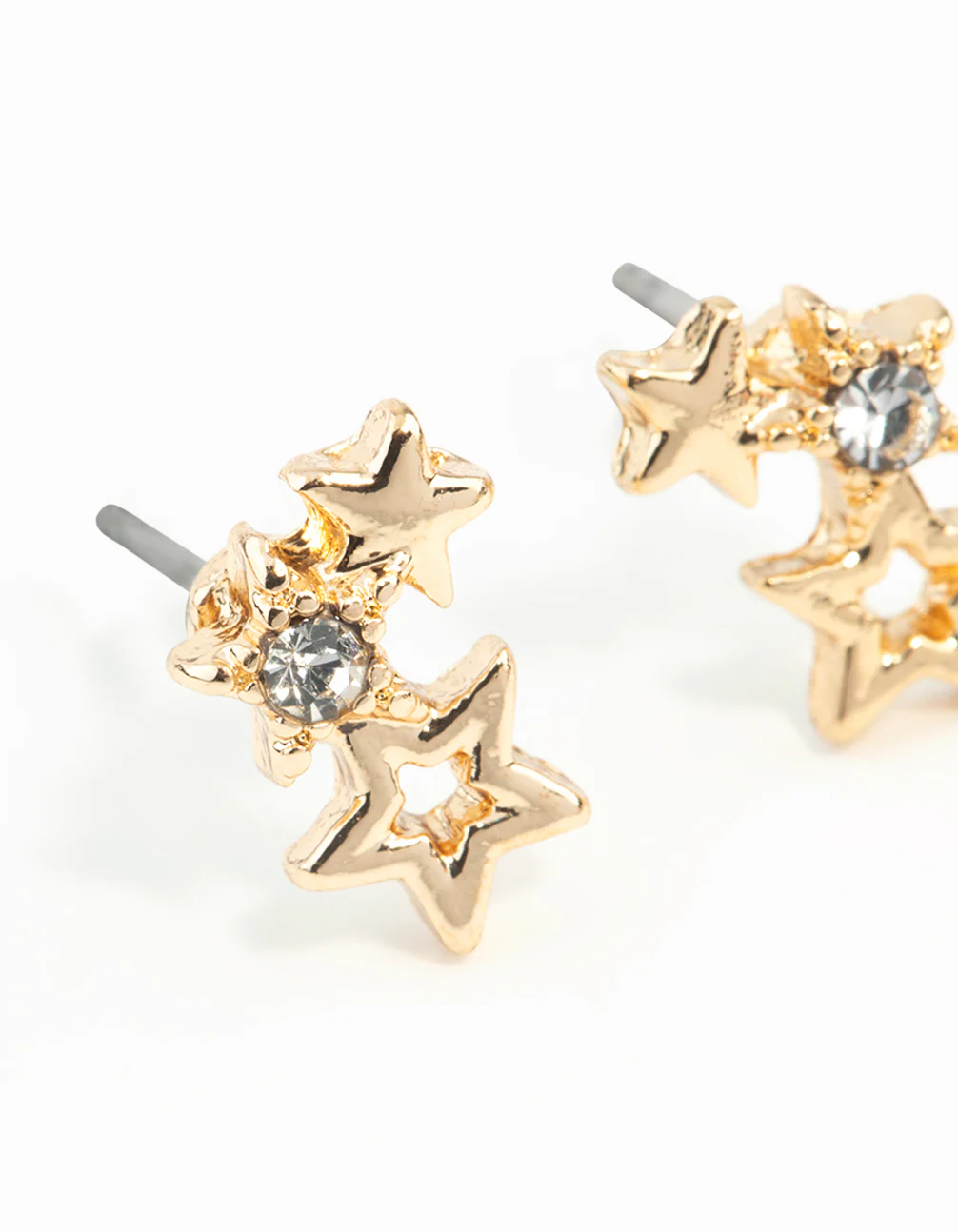 Gold Mini Star Cluster Stud Earrings - Image 4