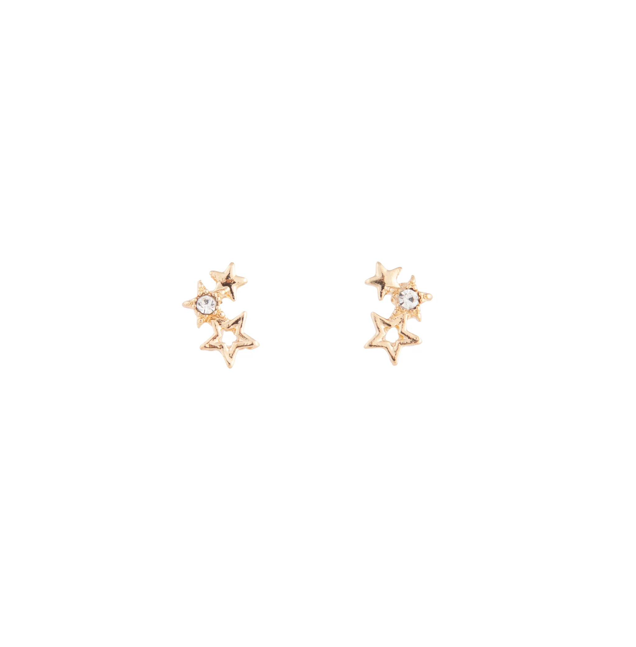 Gold Mini Star Cluster Stud Earrings - Image 6