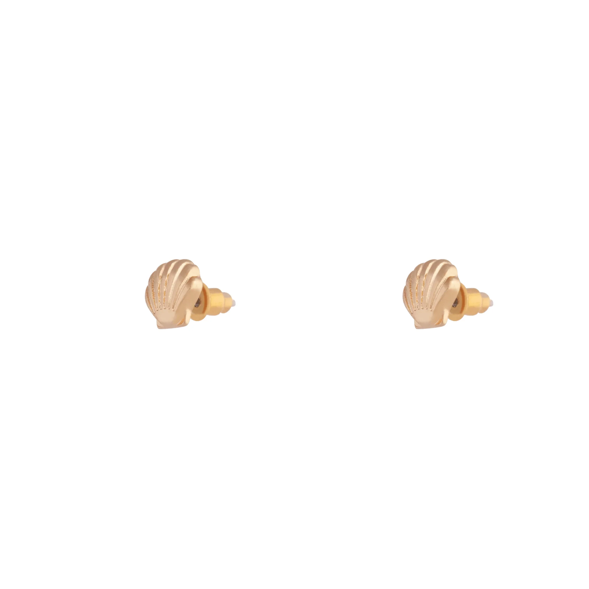 Small Seashell Gold Stud Earrings - Image 2