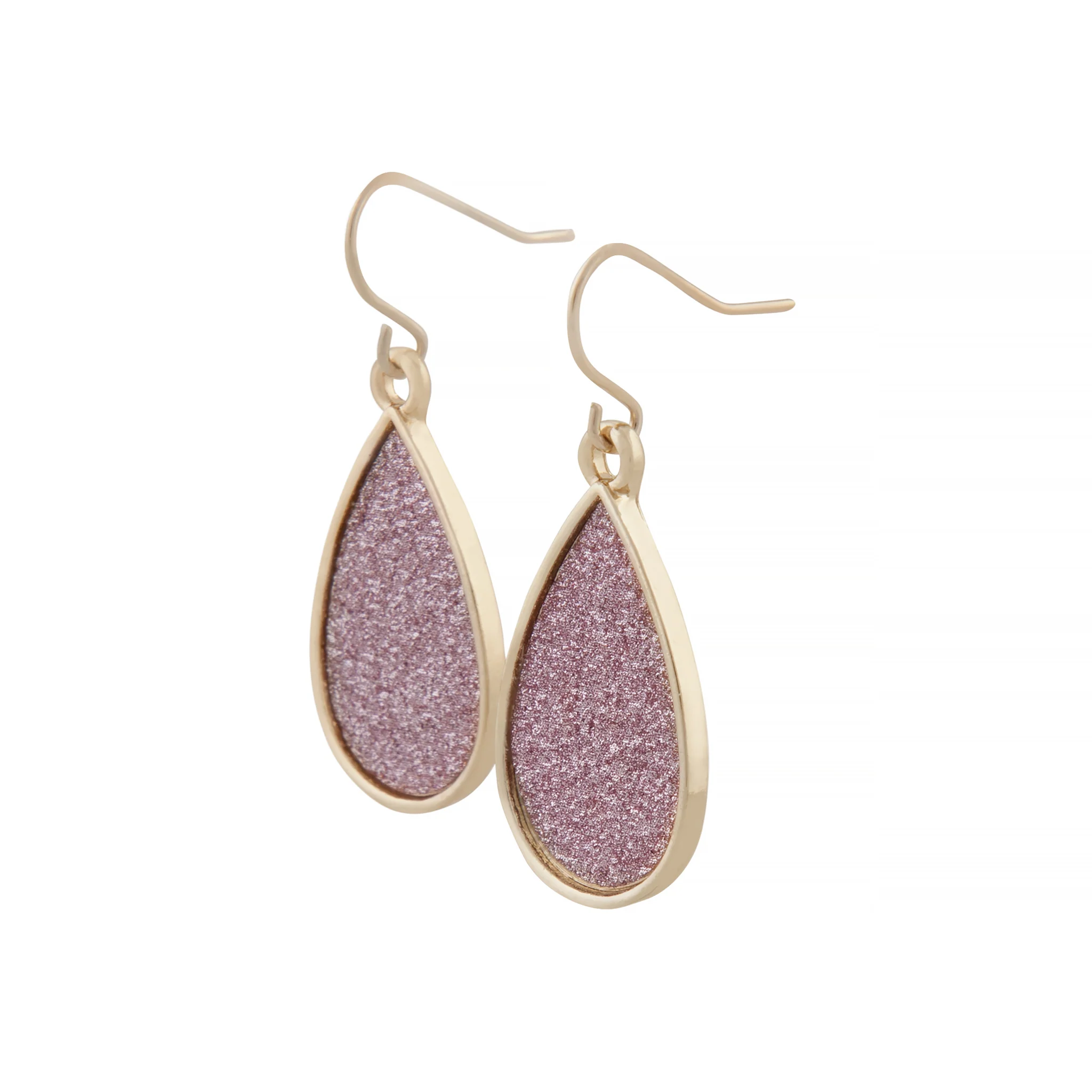Pink Glitter Teardrop Earrings - Image 3