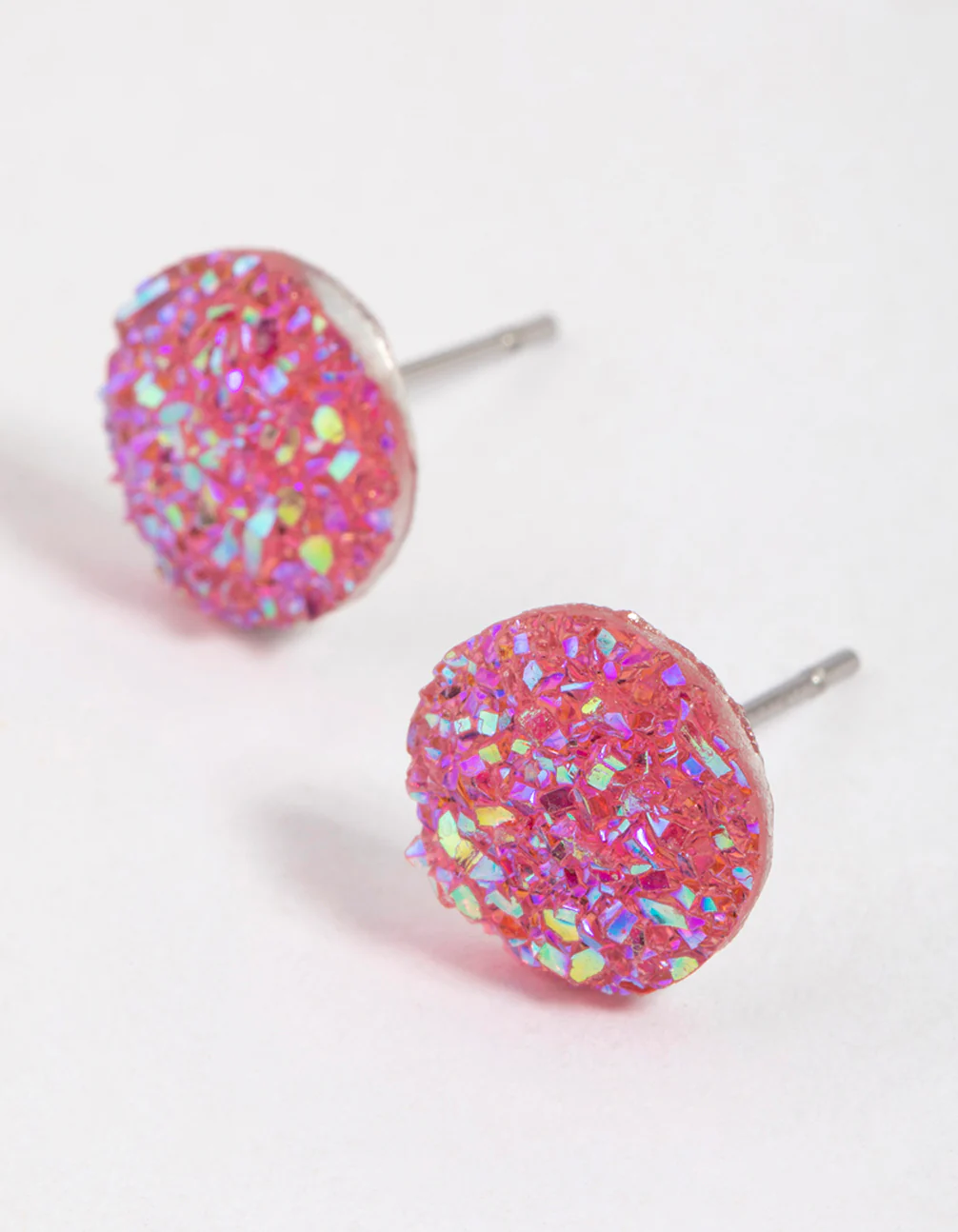 Pink Crackle Texture Stud Earrings - Image 2