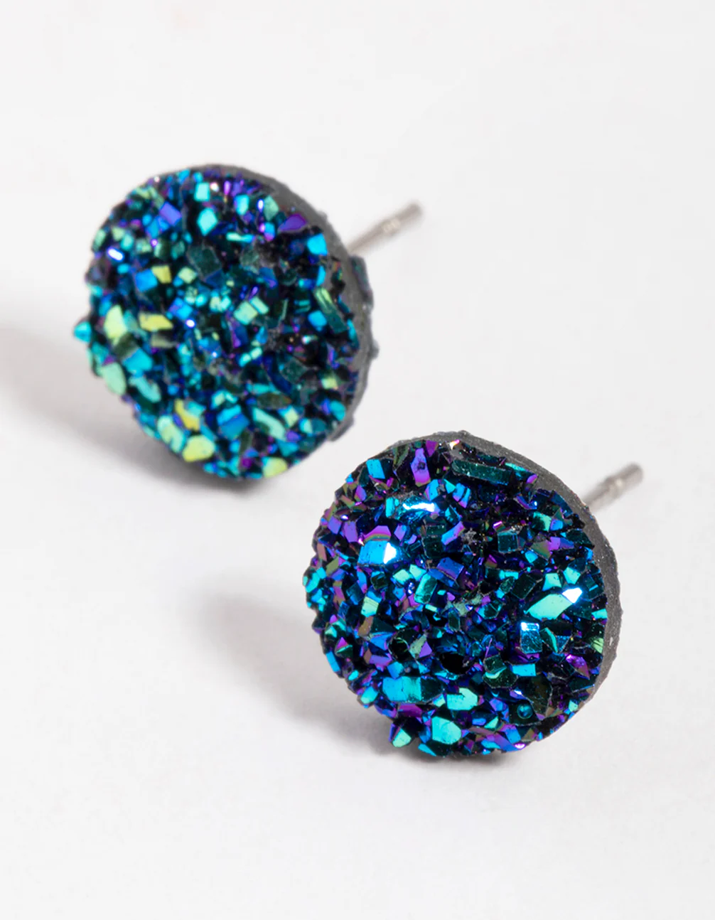 Navy Crackle Texture Stud Earrings - Image 2