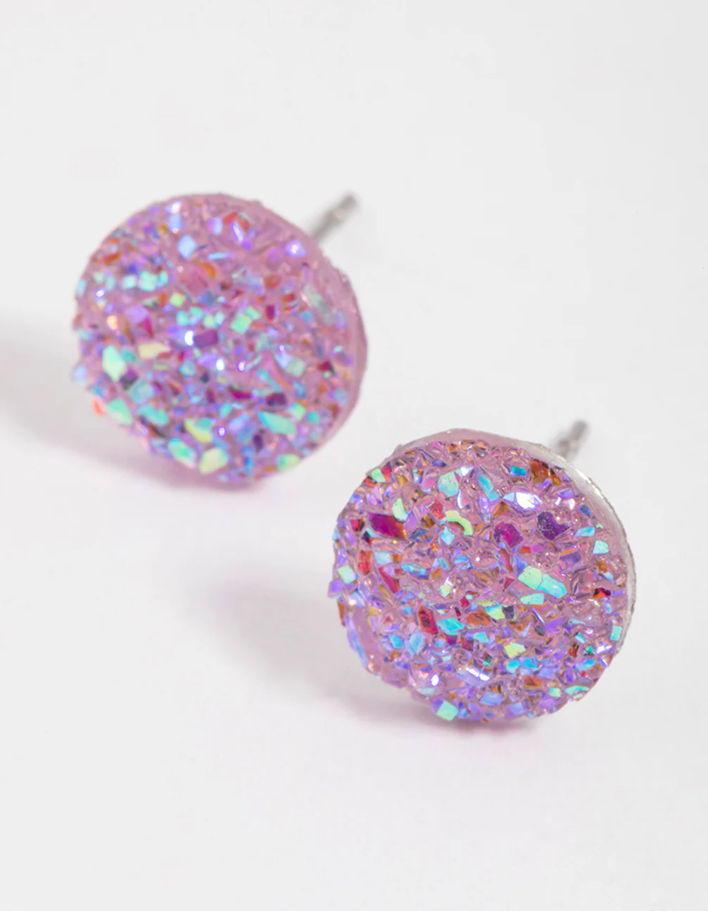 Pink Crackle Texture Stud Earrings - Image 2