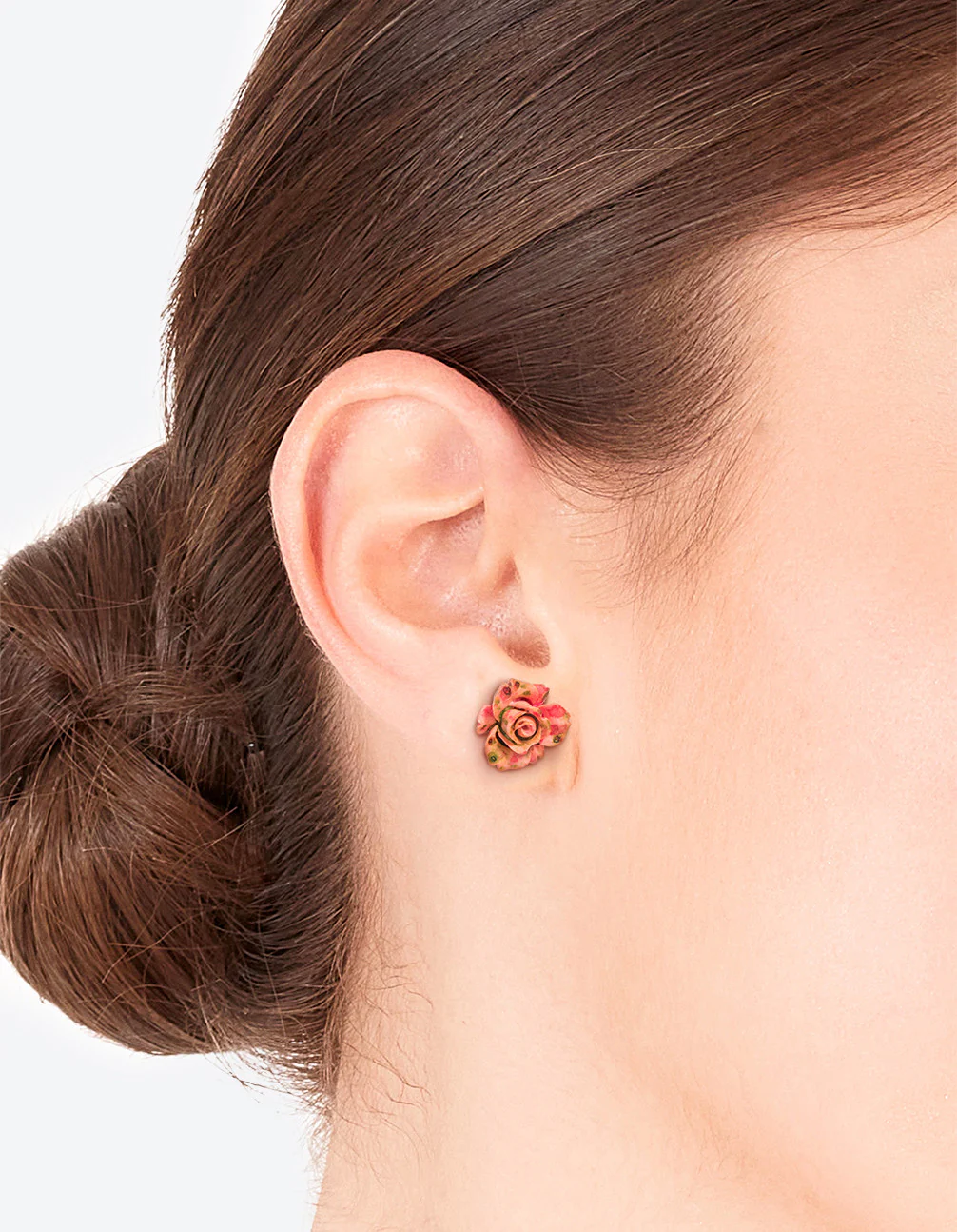 Plastic Large Rose Stud Earrings - Image 2