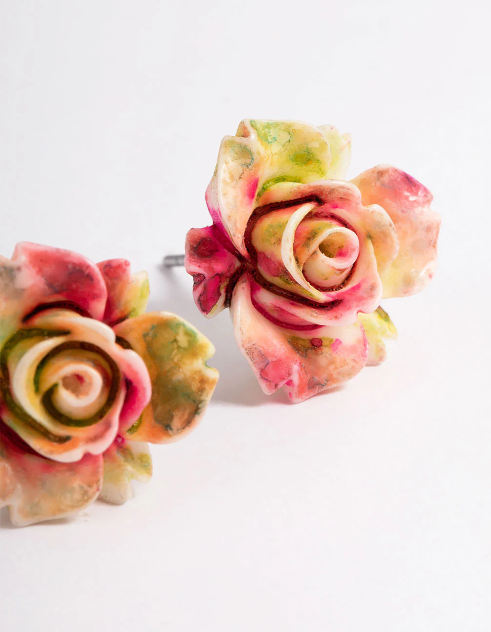 Plastic Large Rose Stud Earrings - Image 5
