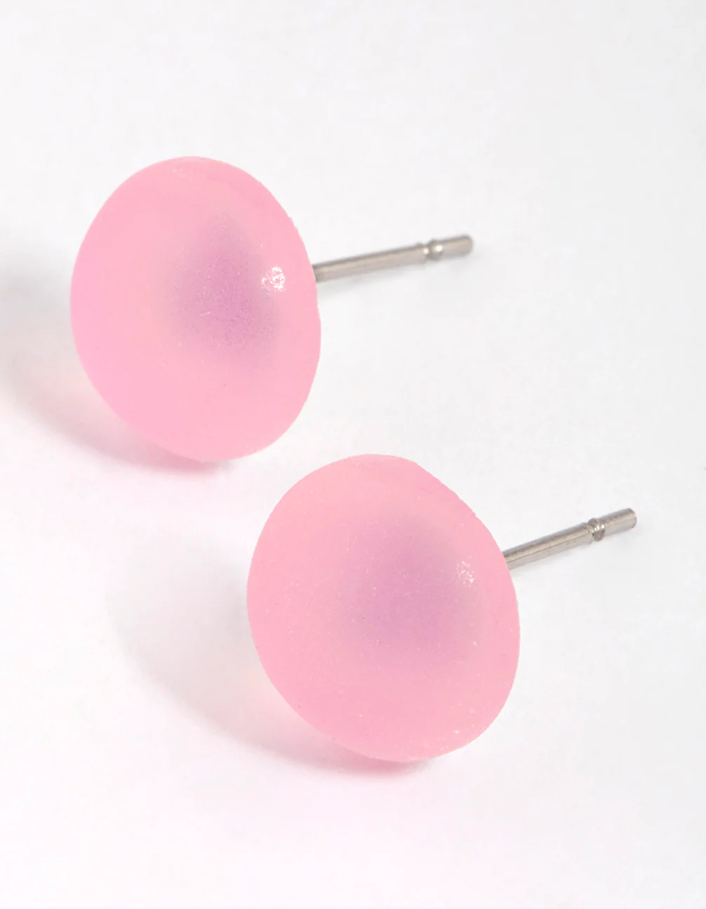 Pink Matte Bubble Stud Earrings - Image 2