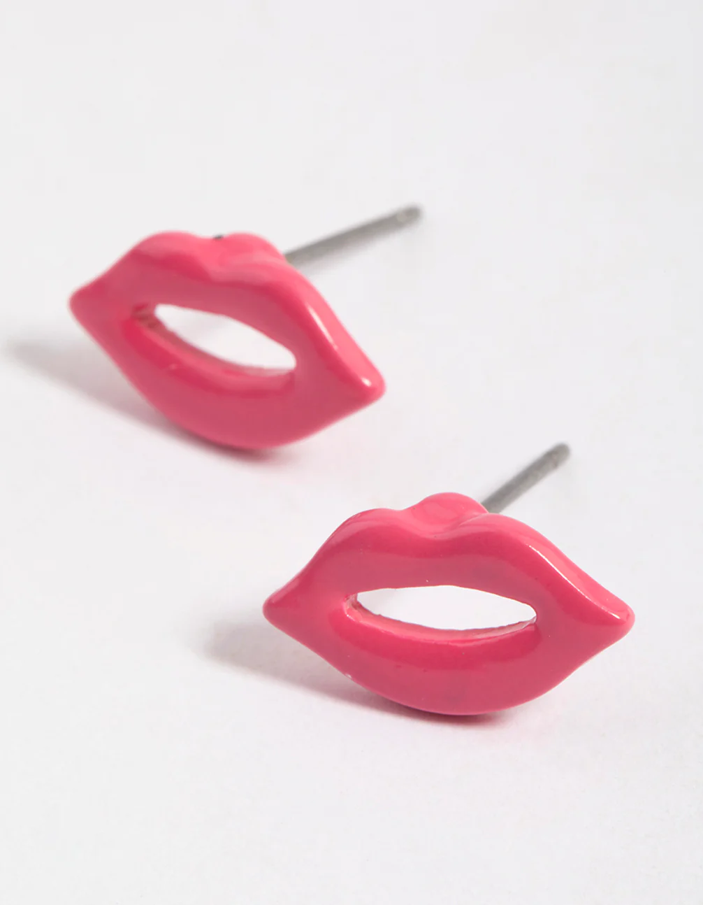 Fuchsia Open Lips Stud Earrings - Image 2