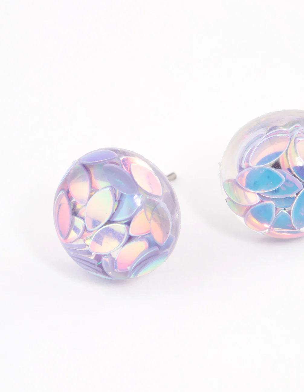 Pink Resin Petal Stud Earrings - Image 2