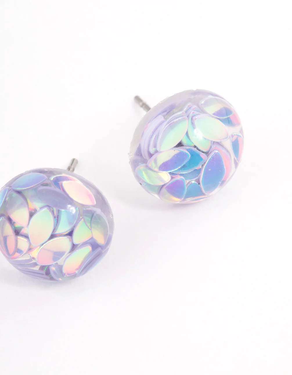 Pink Resin Petal Stud Earrings - Image 3
