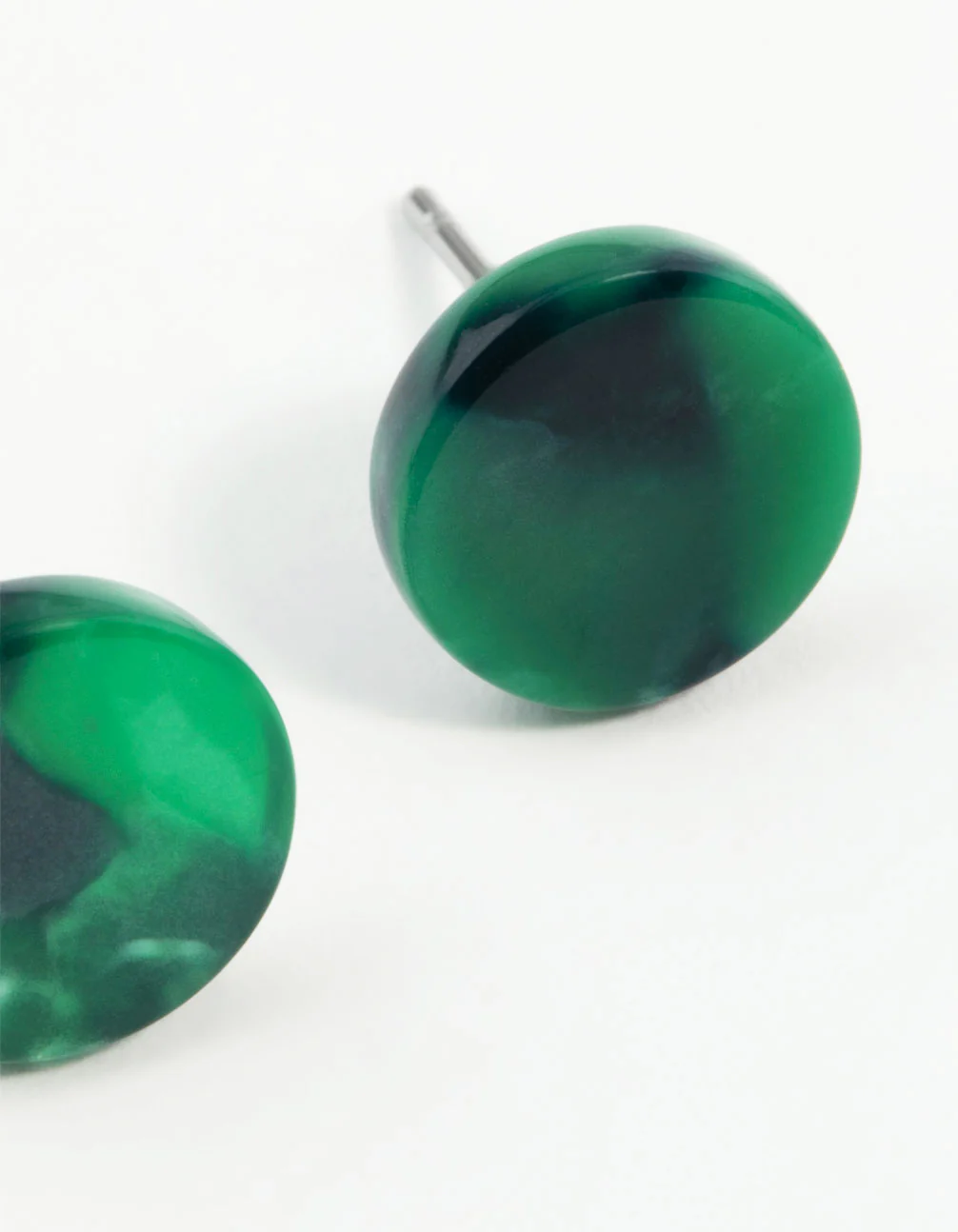 Green Resin Mini Circle Stud Earrings - Image 3