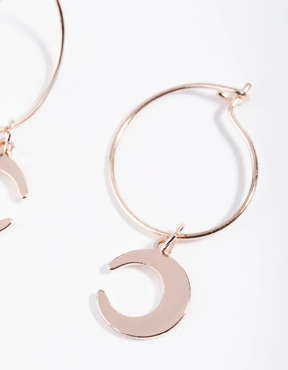 Rose Gold Mini Huggie Moon Earrings - Image 3