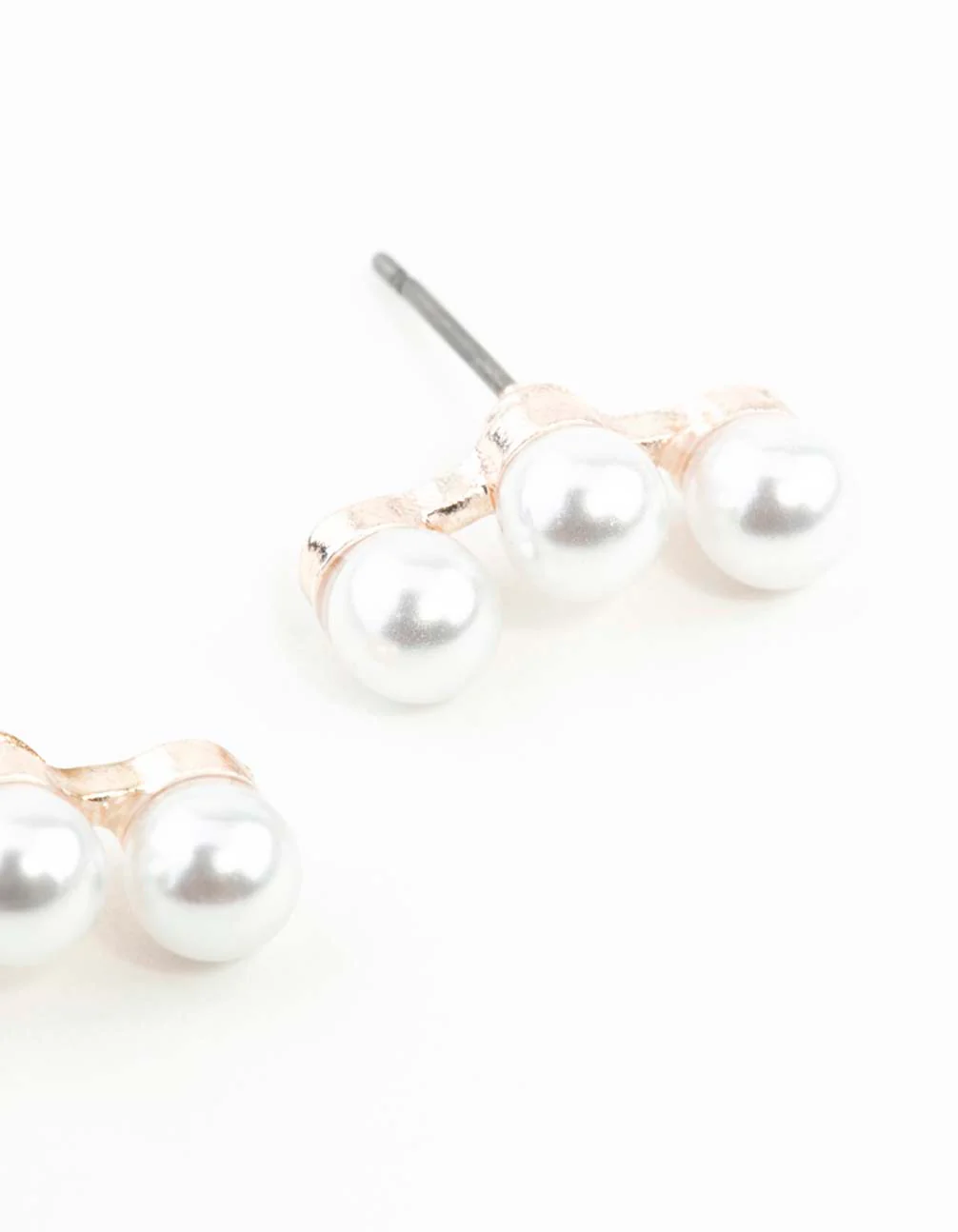 Rose Gold Pearl Crawler Stud Earrings - Image 10