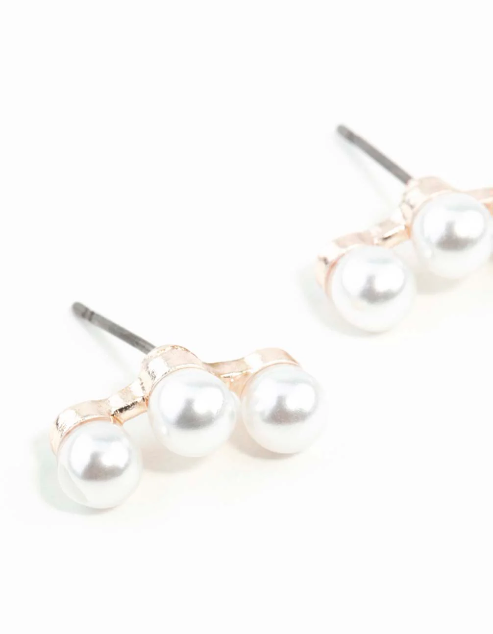 Rose Gold Pearl Crawler Stud Earrings - Image 11
