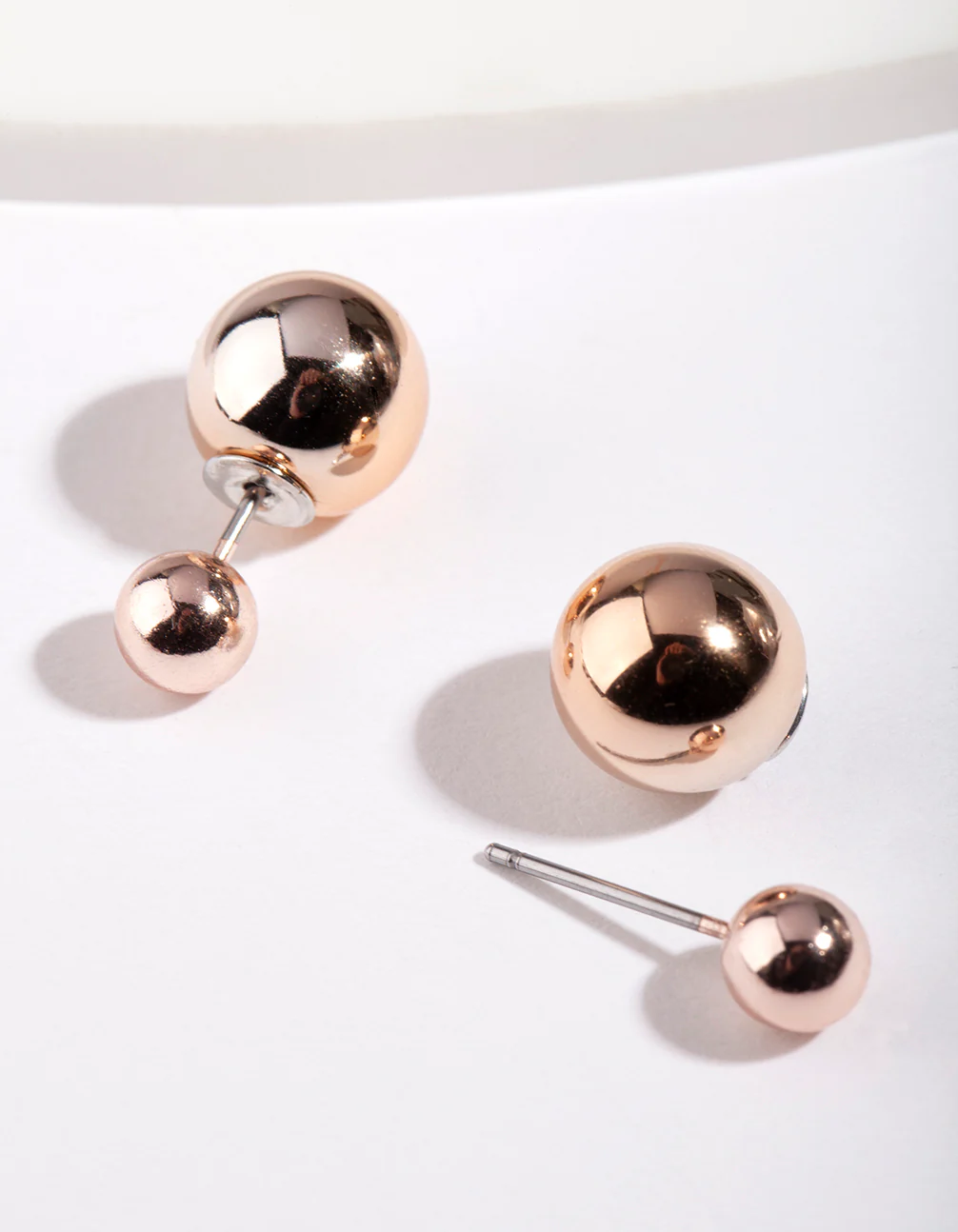 Rose Gold Polished Jacket Earrings - Image 2