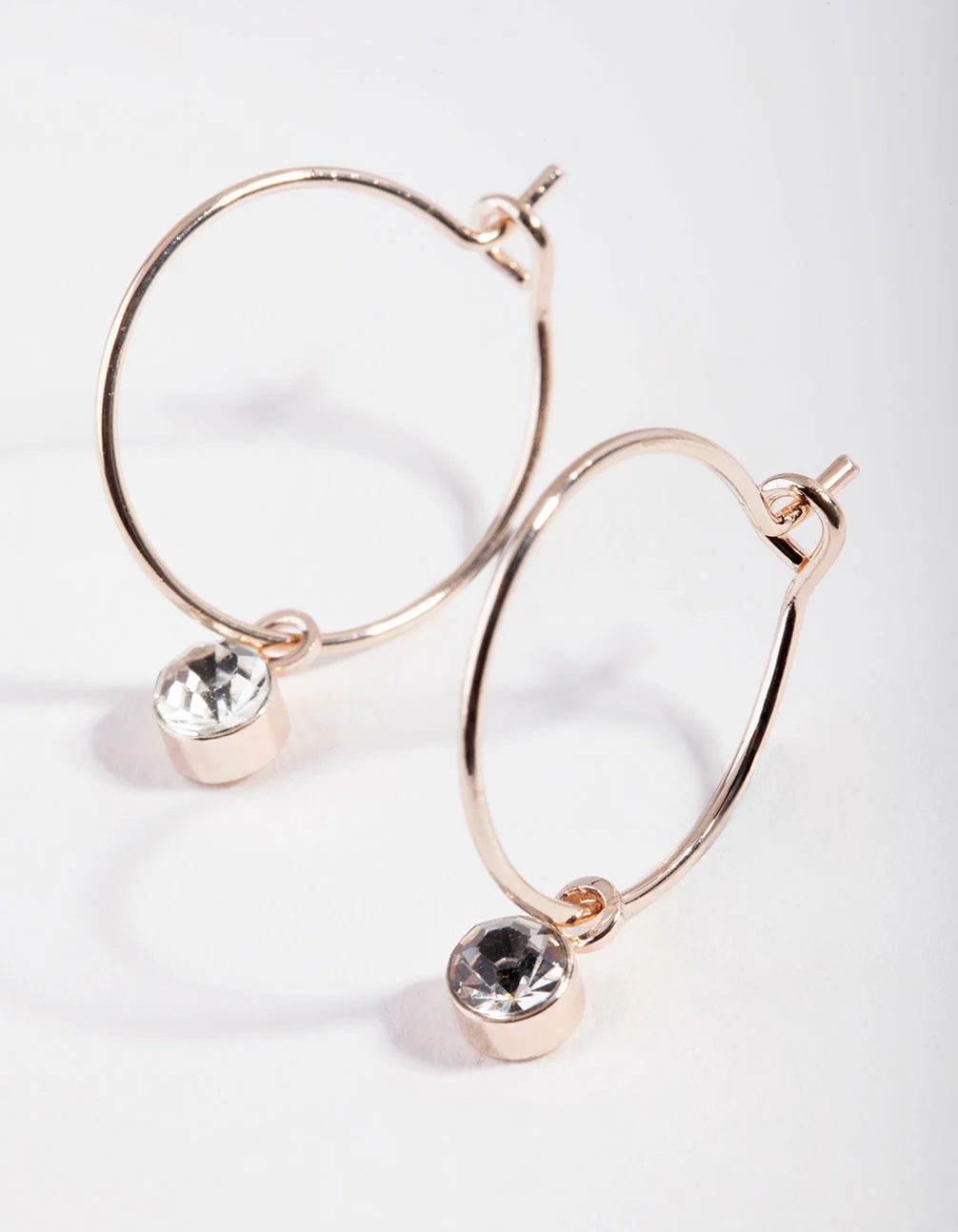Rose Gold Mini Crystal Hoop Earrings - Image 2