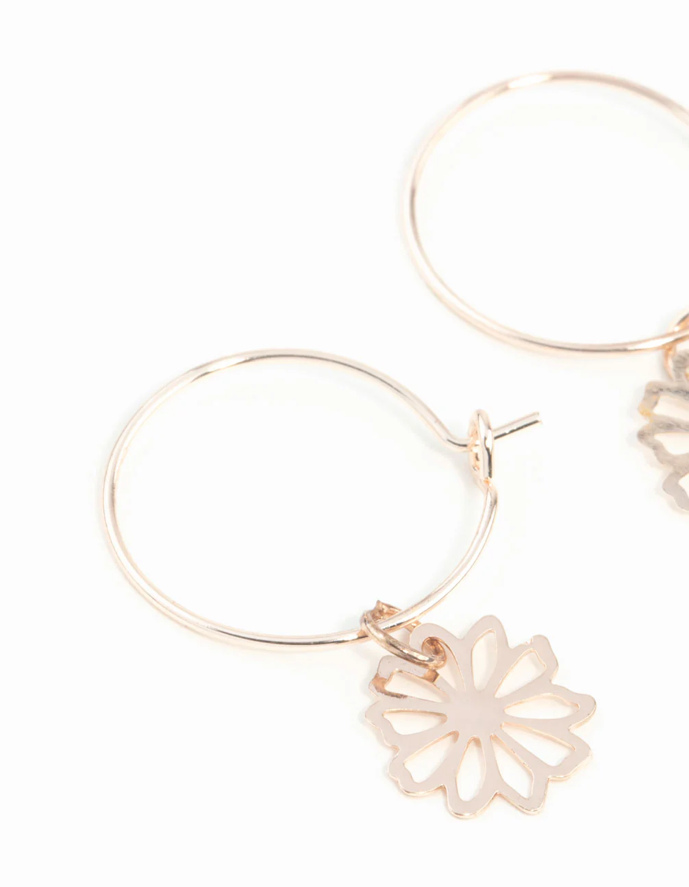 Rose Gold Dainty Petal Hoop Earrings - Image 2