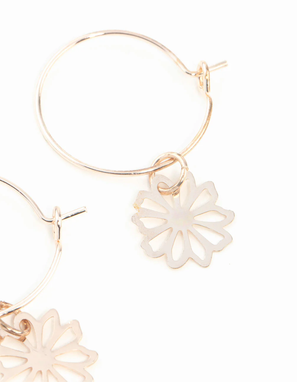 Rose Gold Dainty Petal Hoop Earrings - Image 3