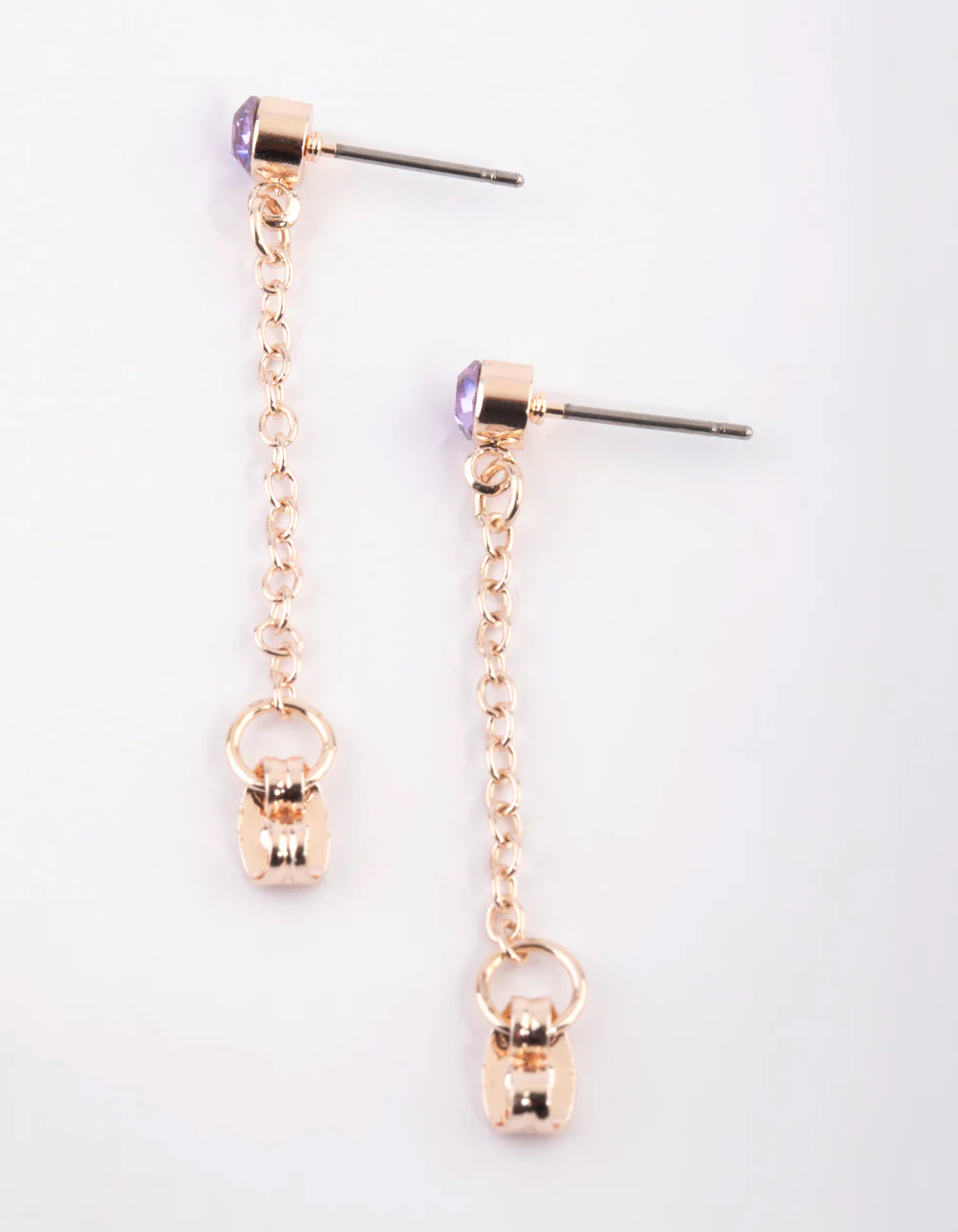 Purple Diamante Jacket Earrings - Image 2