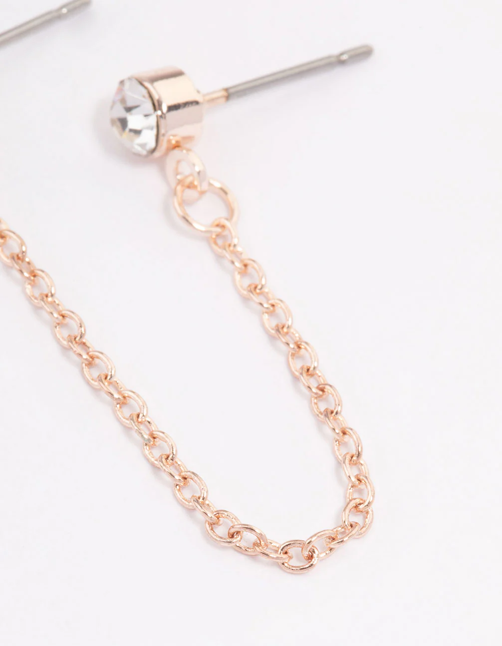 Rose Gold Dainty Butterfly Chain Earrings - Image 3