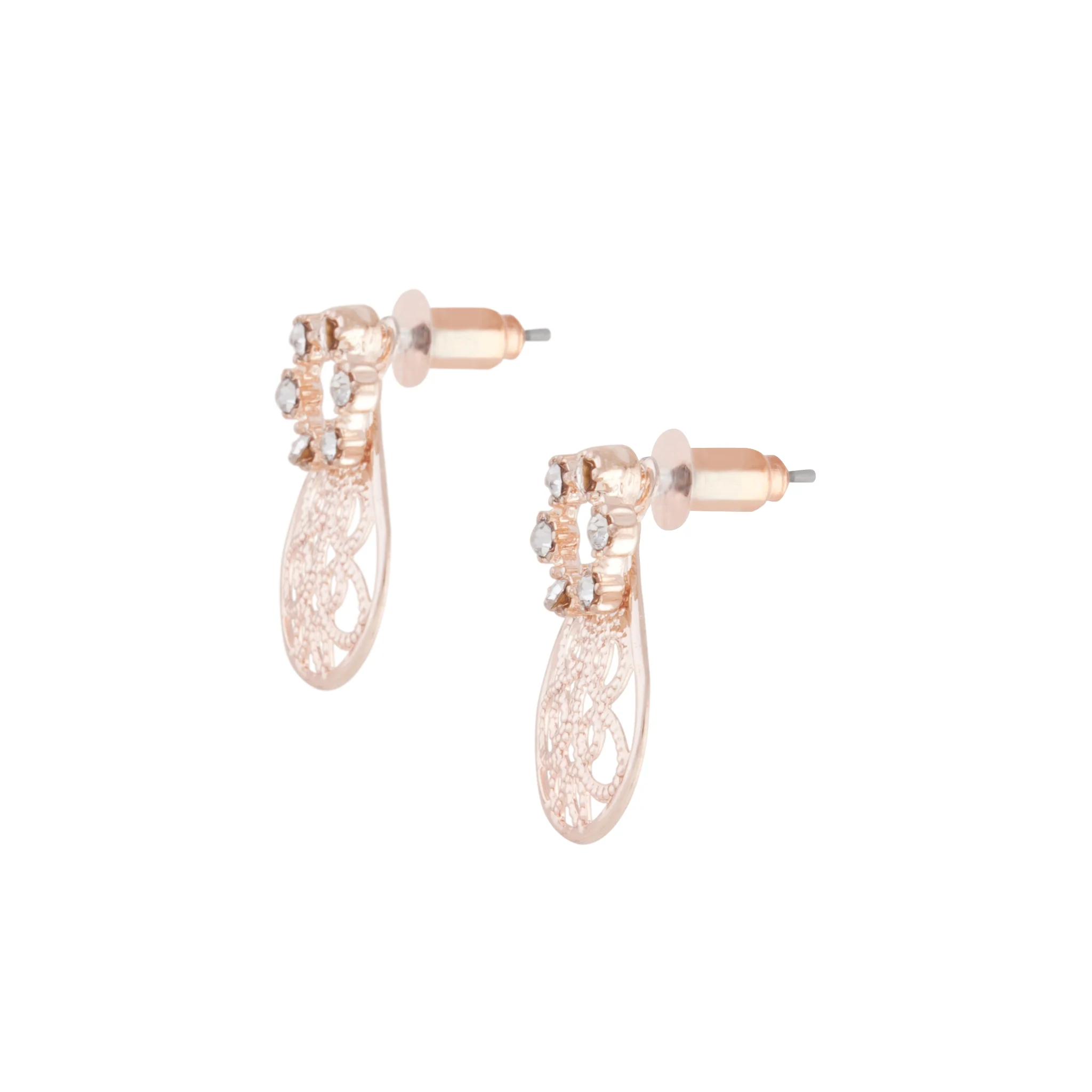 Rose Gold Filigree Sandwich Stud Earrings - Image 2