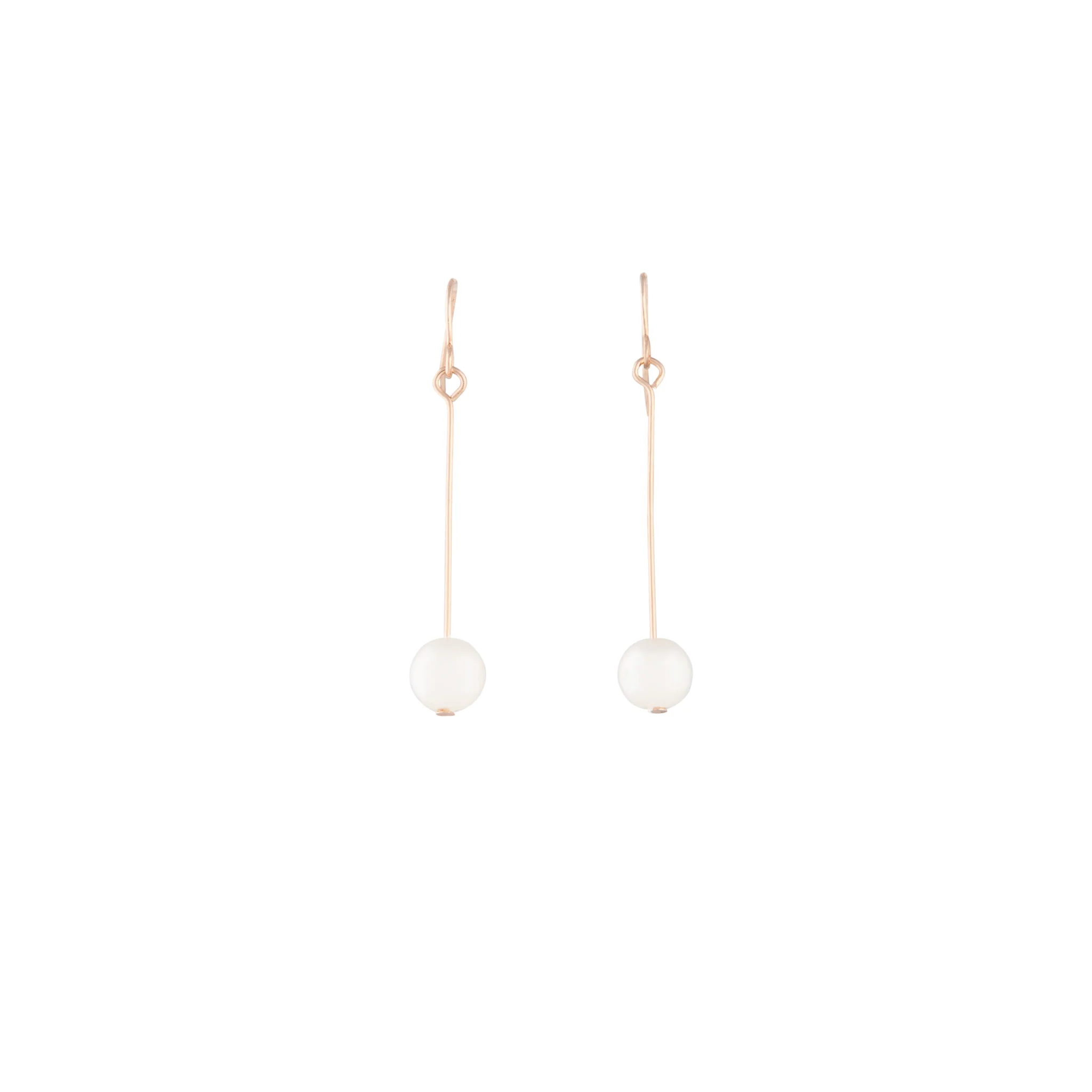 Rose Gold Fine Stick & Pearl Drop Earrings - Image 2