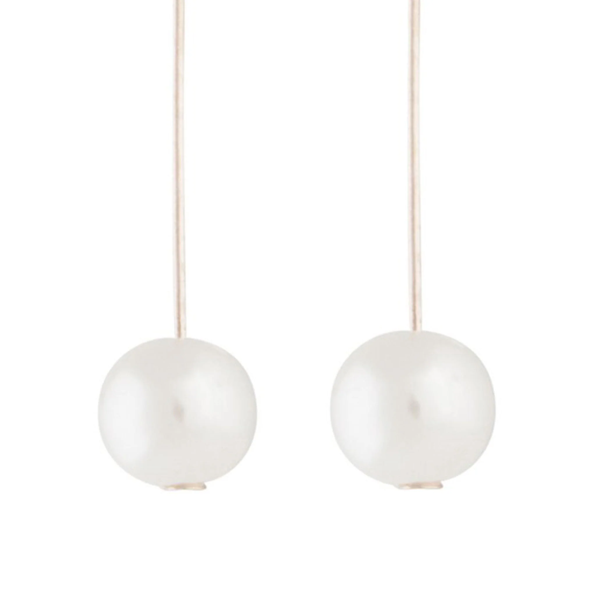 Rose Gold Fine Stick & Pearl Drop Earrings - Image 6