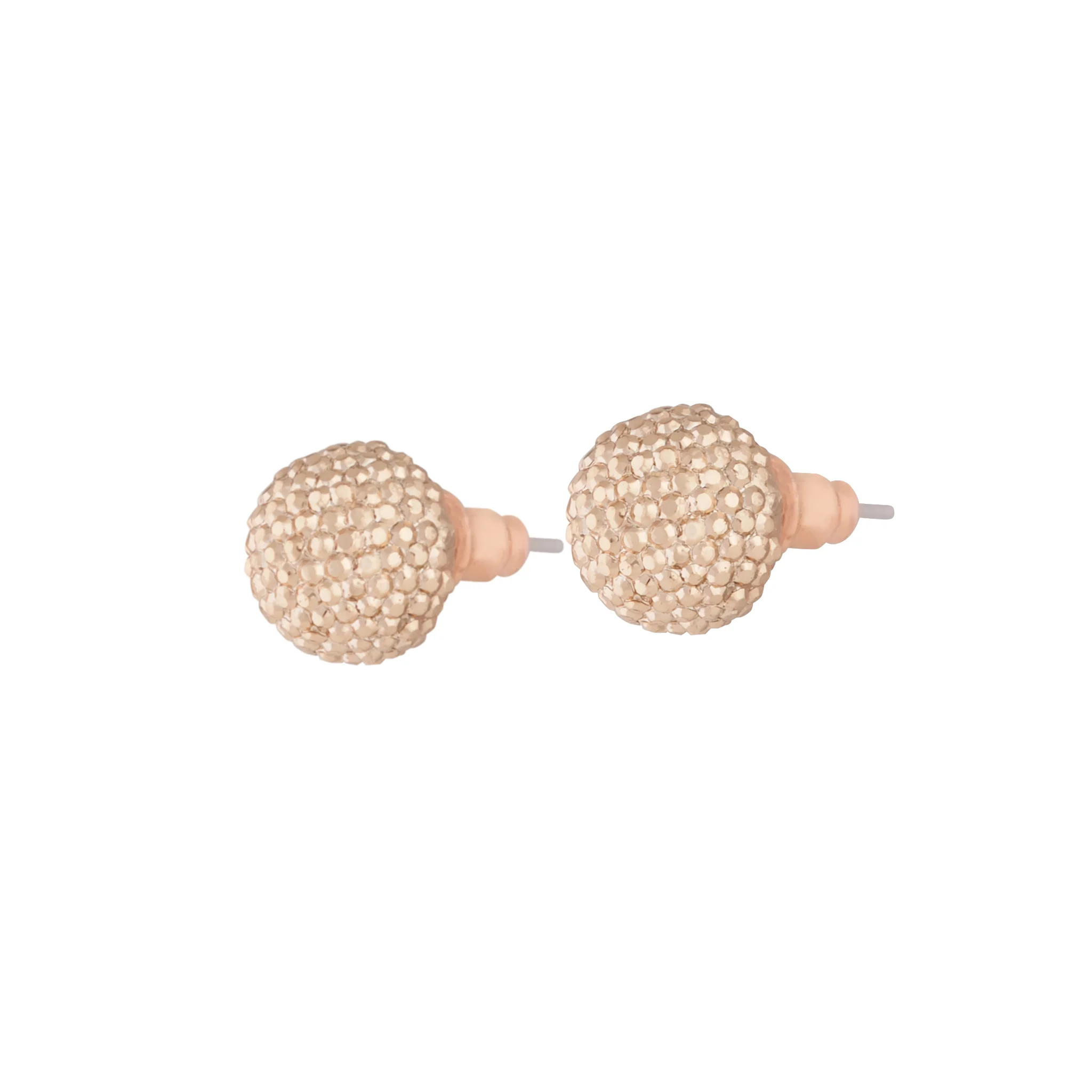 Rose Gold Texture Sparkle Ball Stud Earrings - Image 2