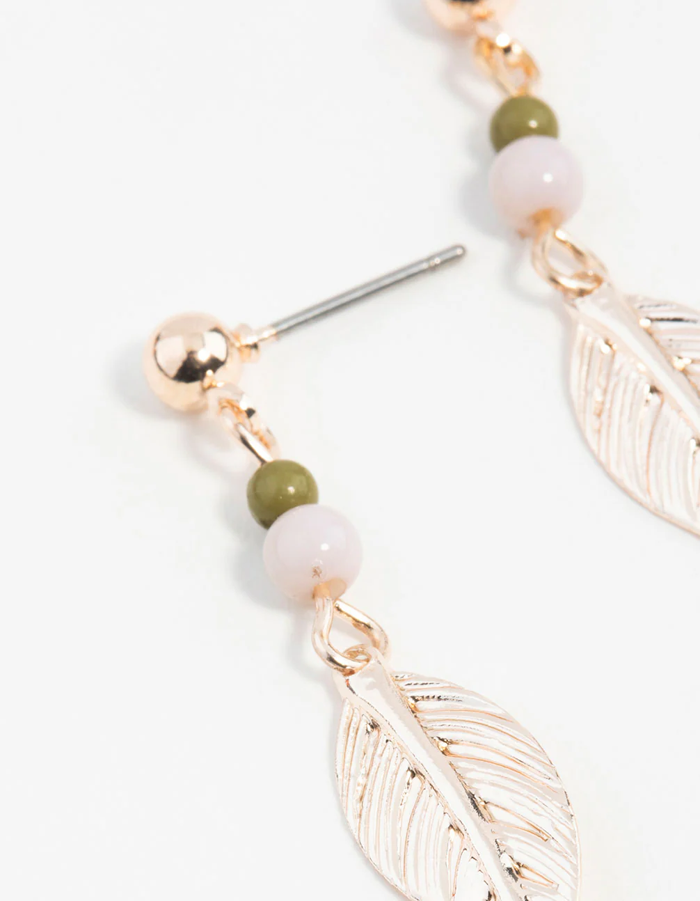 Rose Gold Textured Leaf Drop Earrings - Image 5
